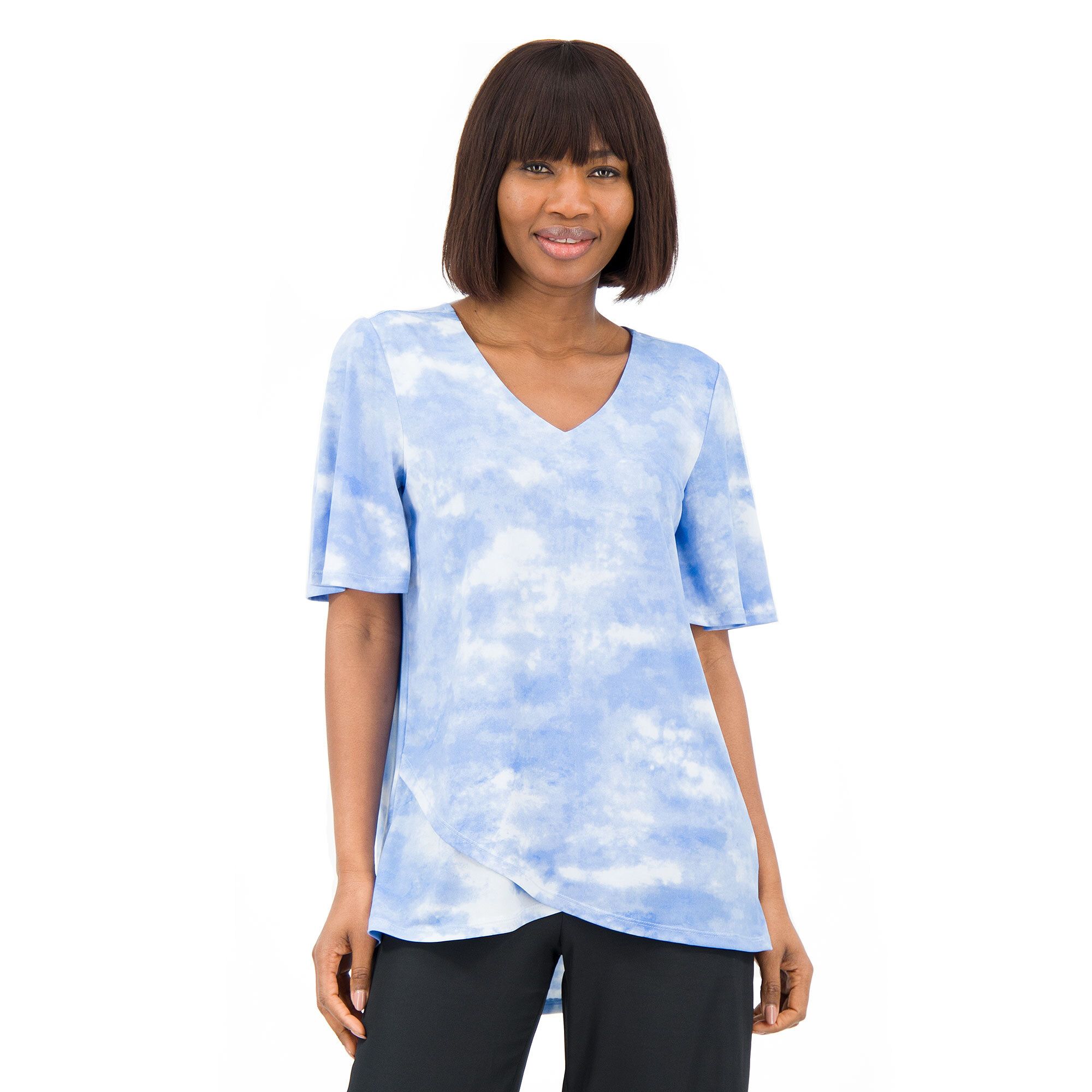 Nina Leonard Tunica sciancrata in jersey con incrocio dietro QVC Italia