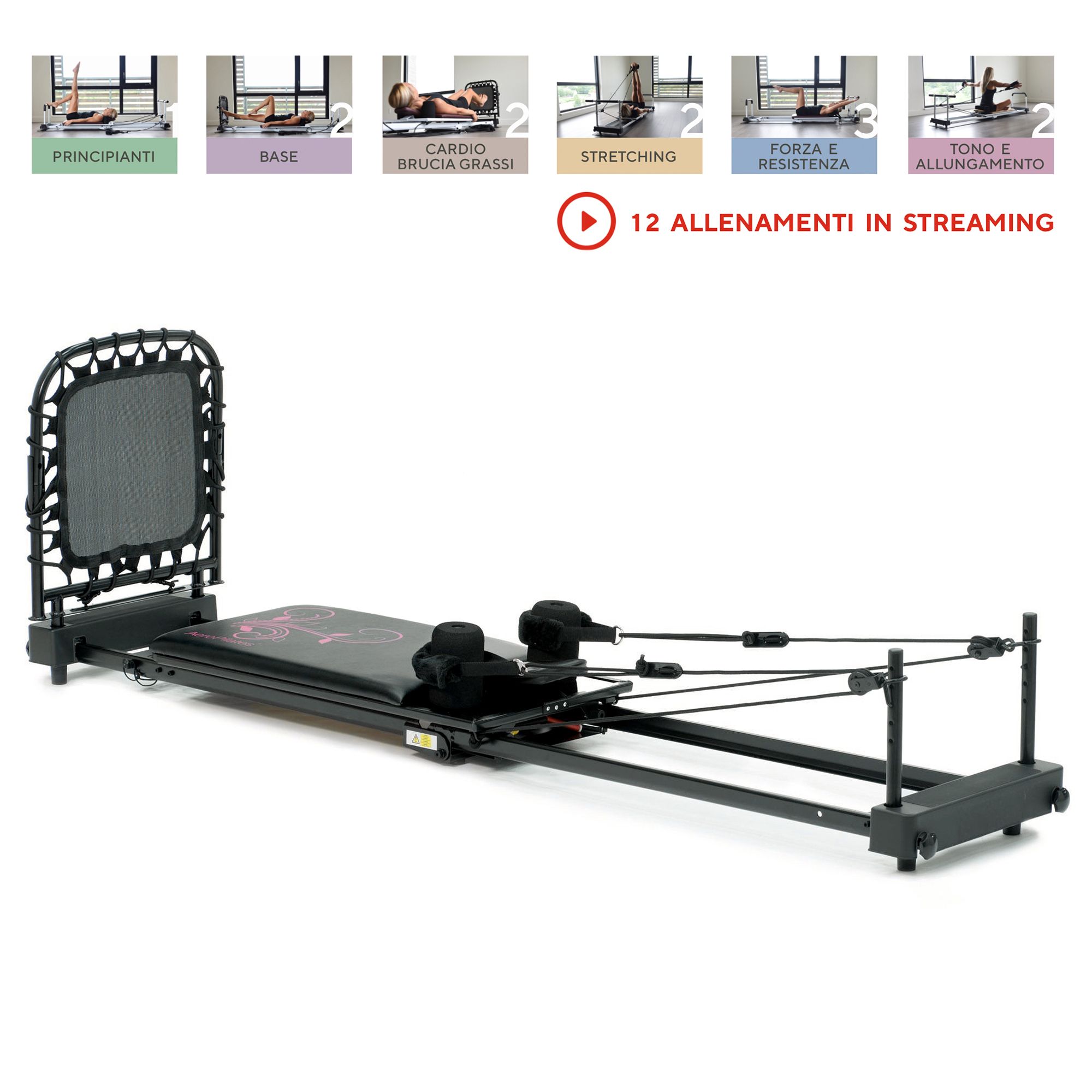 AeroPilates 435 Macchina pilates 4 corde, cardio rebounder, 6 workout