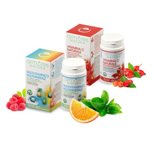 Armores NATURA 2 integratori alimentari: vitamina C naturale +  multivitaminico