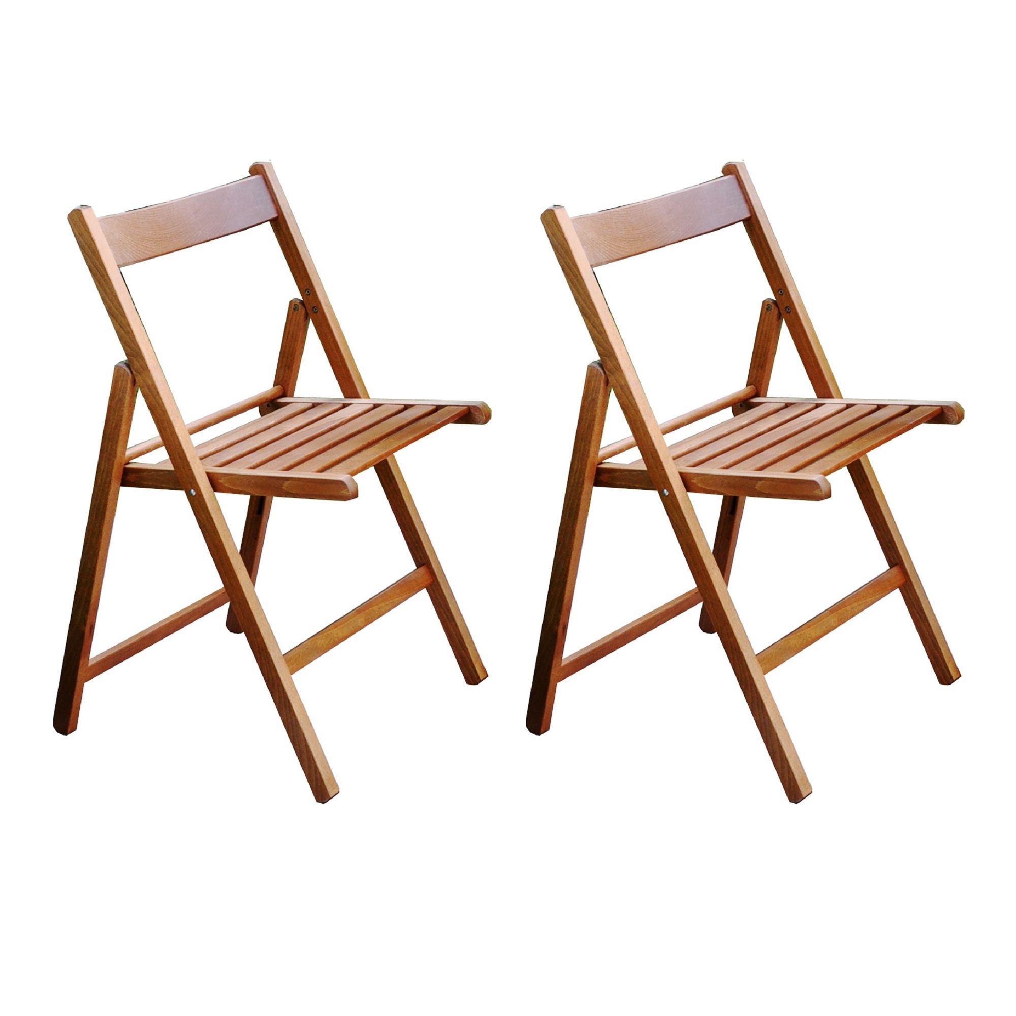 2 sedie pieghevoli in legno di faggio color noce