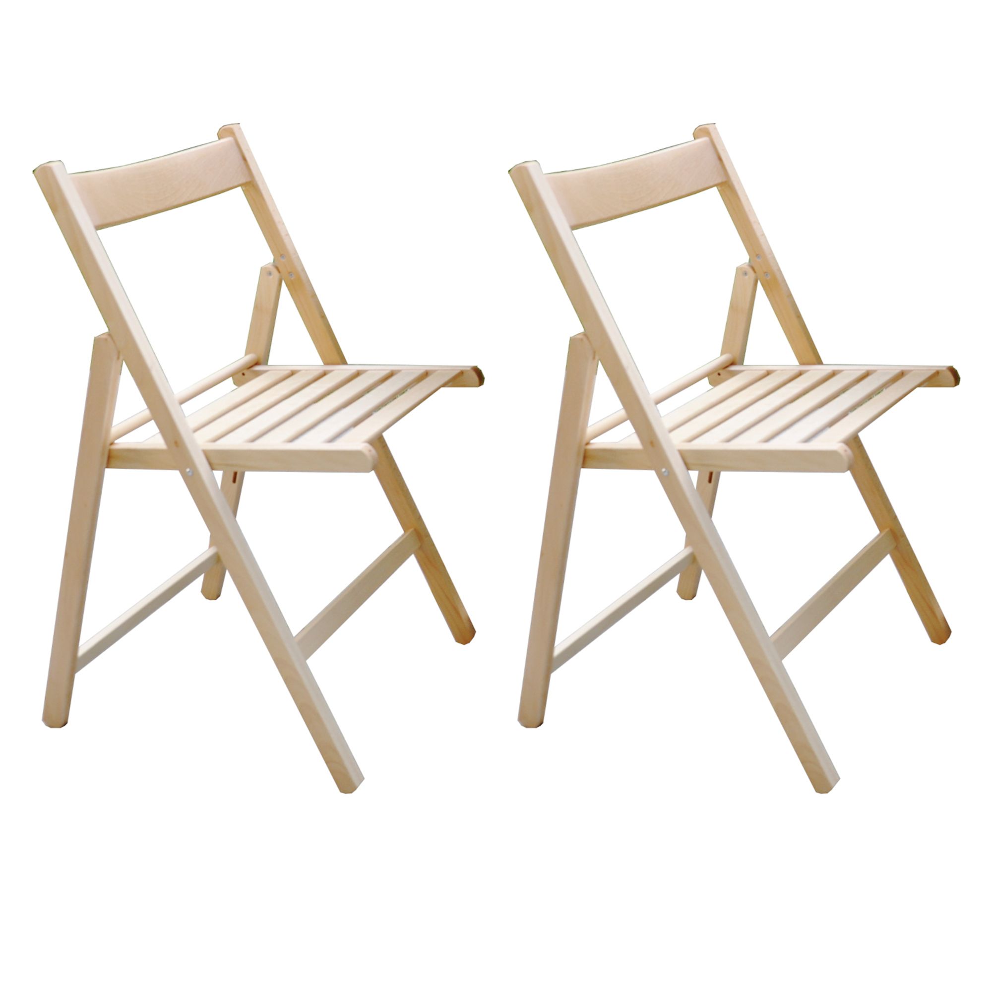 2 sedie pieghevoli in legno di faggio color naturale