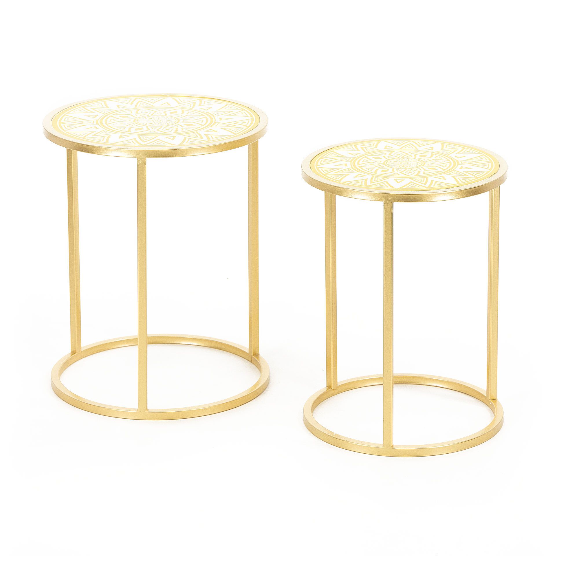 Image of 2 tavolini per esterno in metallo con mandala