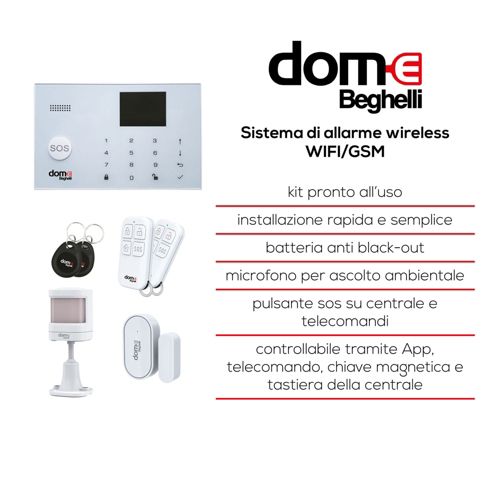 Beghelli Kit sistema di allarme wireless WIFI/GSM con App - QVC Italia