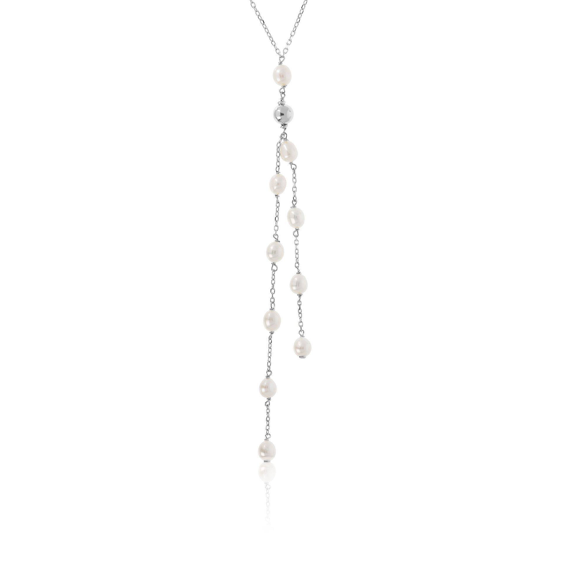 Collana in argento 925 con pendente fisso di perle coltivate
