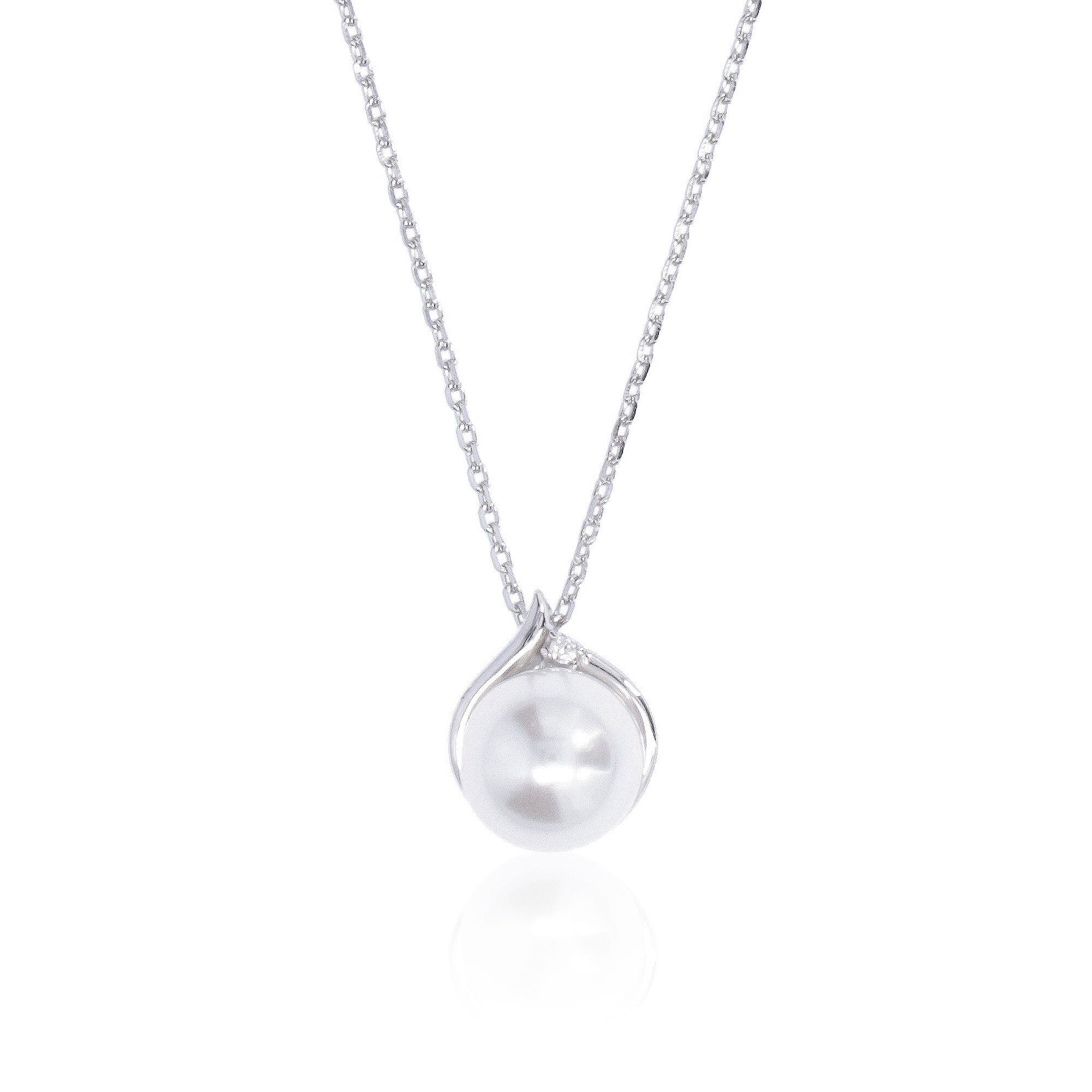 Collana in argento 925 pendente perla in conchiglia