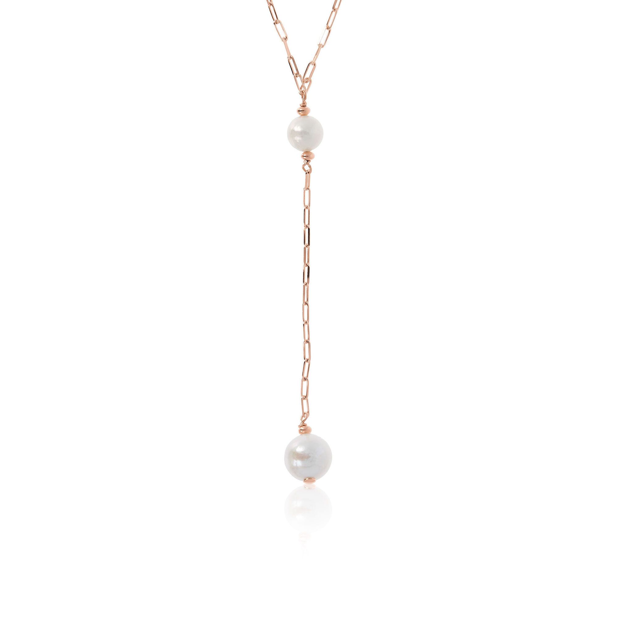 Collana argento 925 con perle coltivate e maglia paperclip