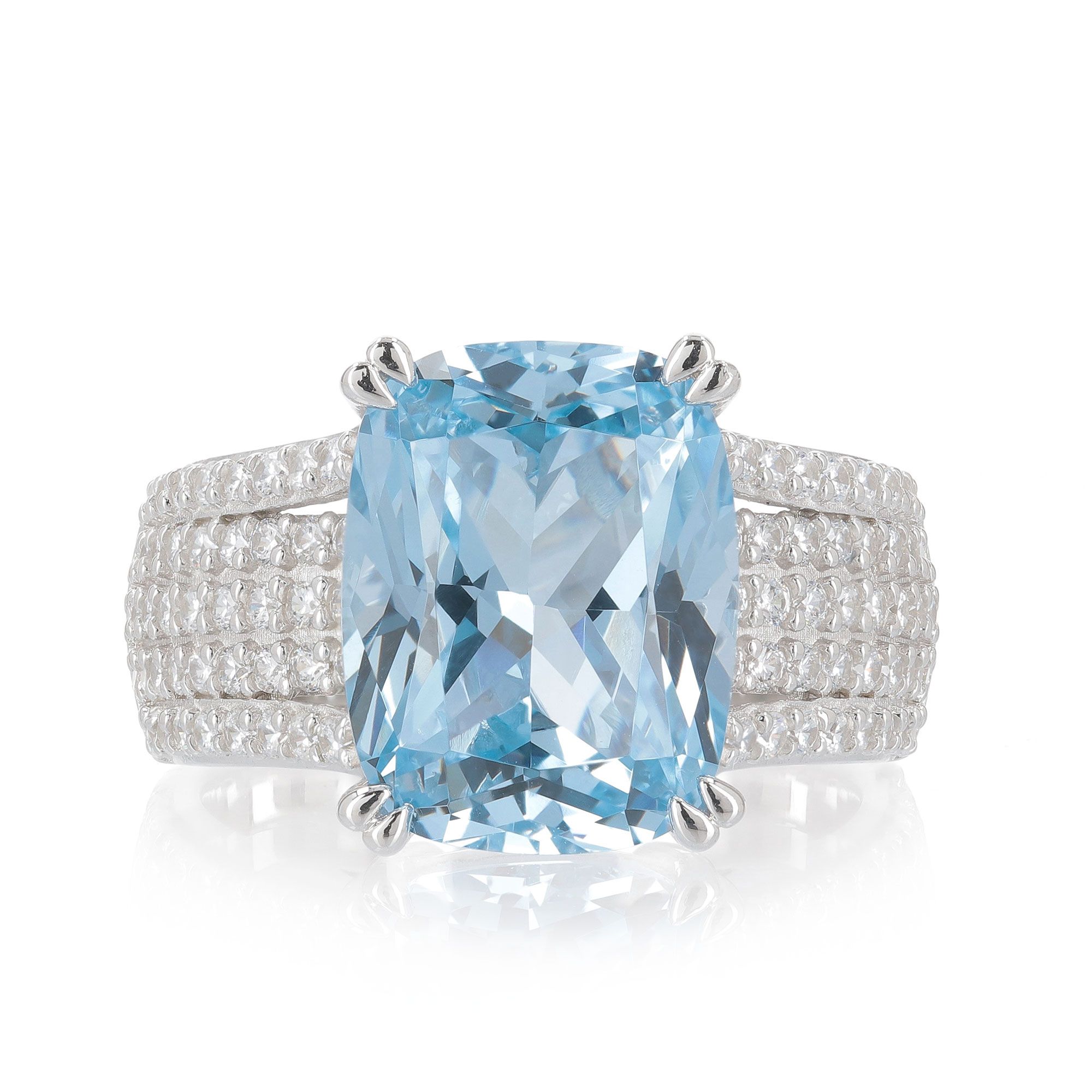 Diamonique Anello in argento con simulante acquamarina QVC Italia