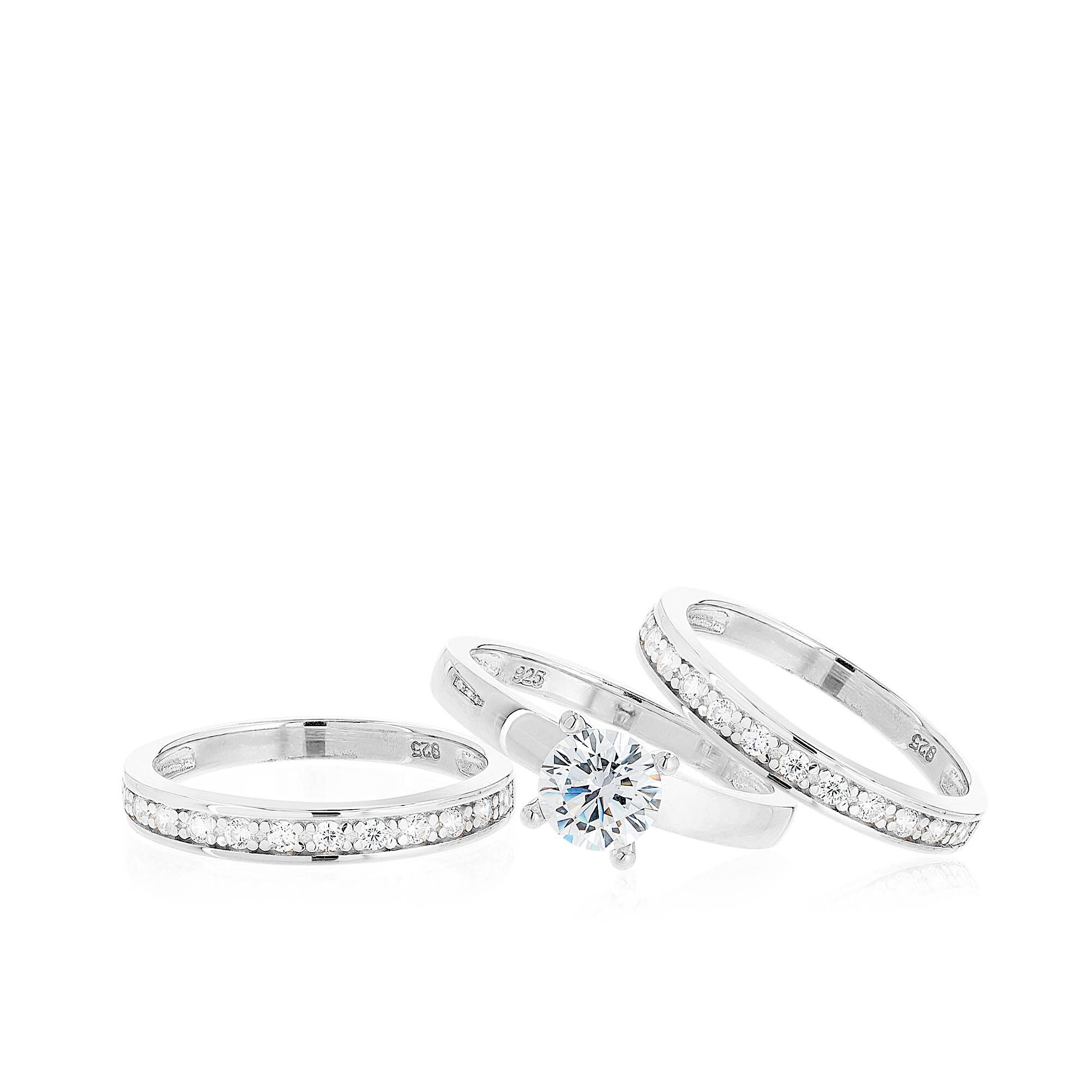 Diamonique Set 3 anelli pari a 1.26ct in argento 925 QVC Italia