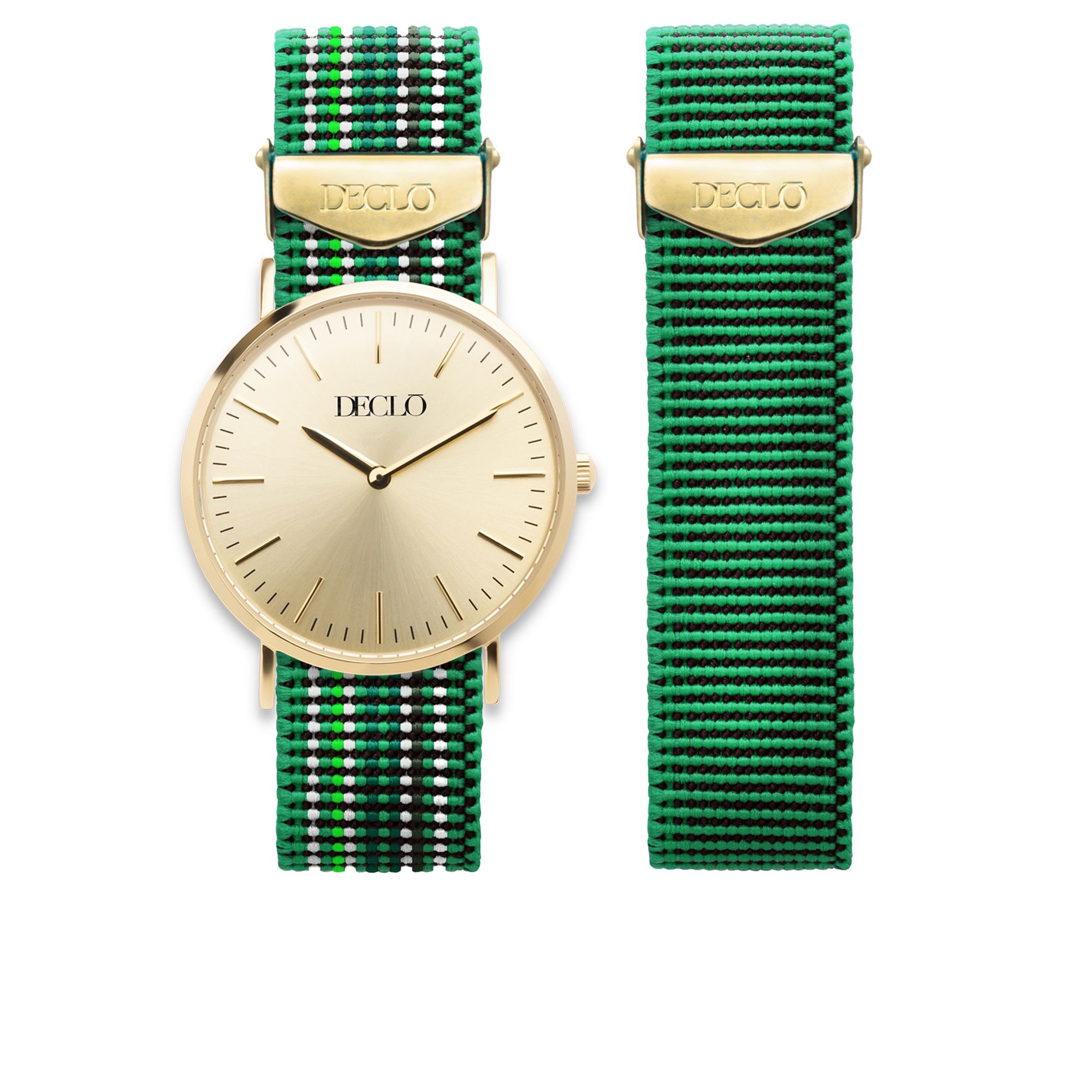 Orologio unisex con cinturino verde elasticizzato + ricambio