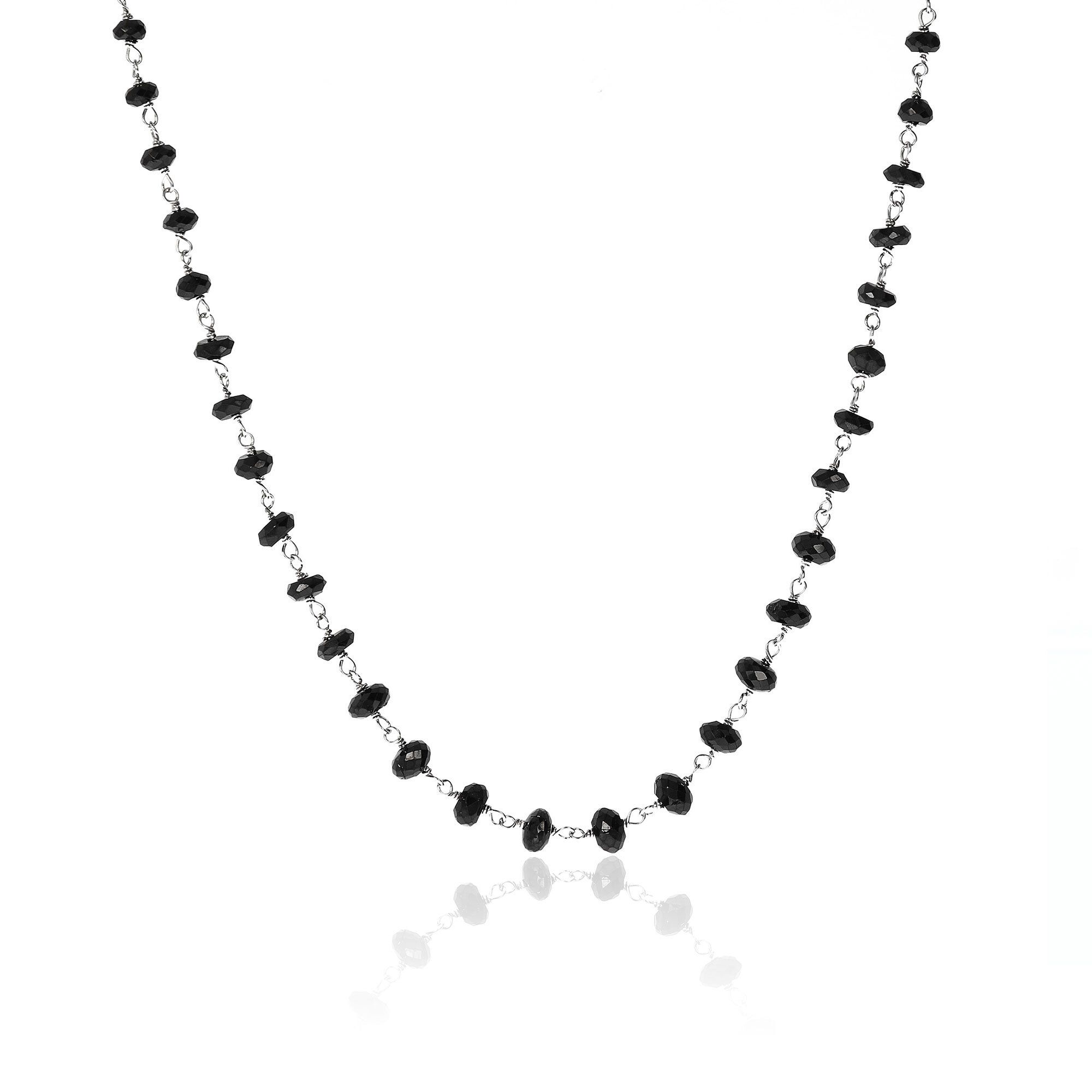 Collana rosario in argento 925 con spinello nero