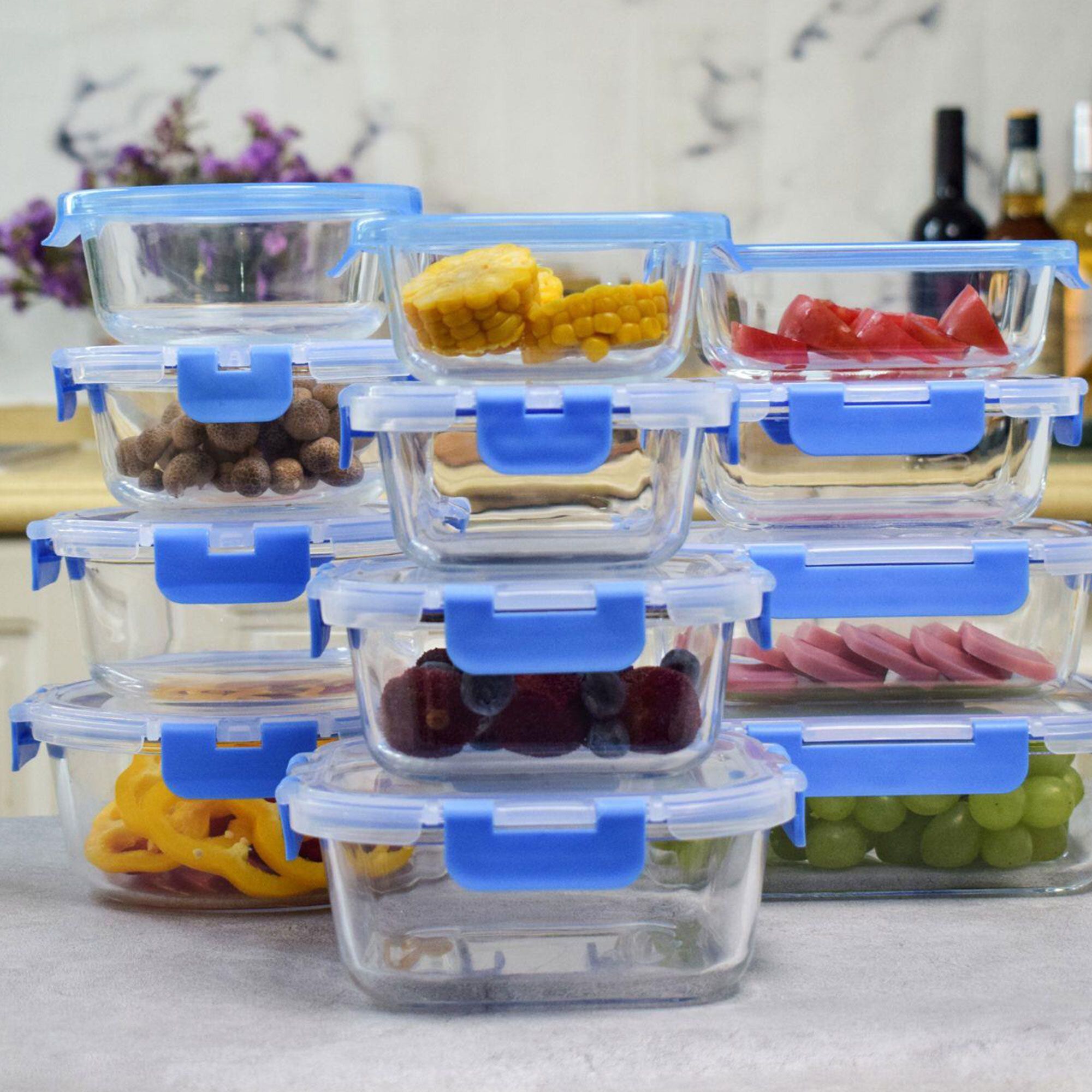 Image of 12 contenitori per alimenti in vetro borosilicato