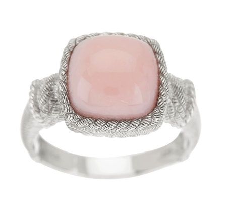 Judith Ripka Sterling Pink Opal Cabochon Textured Ring - QVC.com