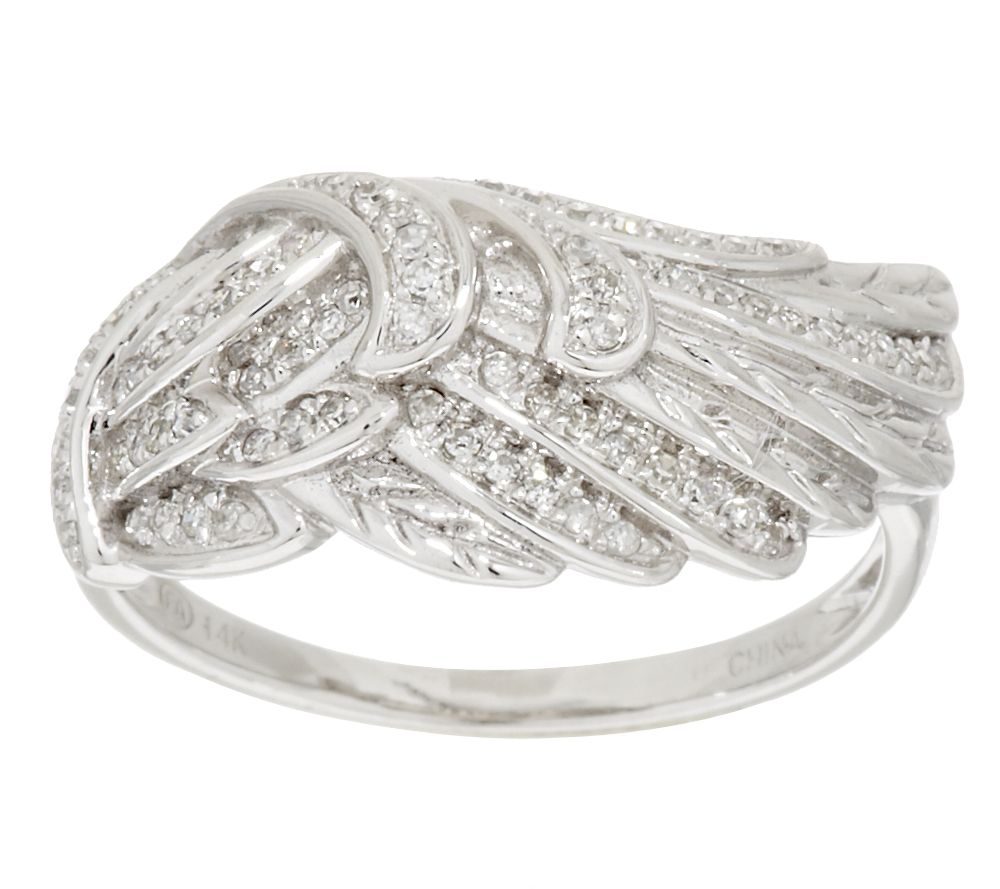 White gold deals angel wing ring