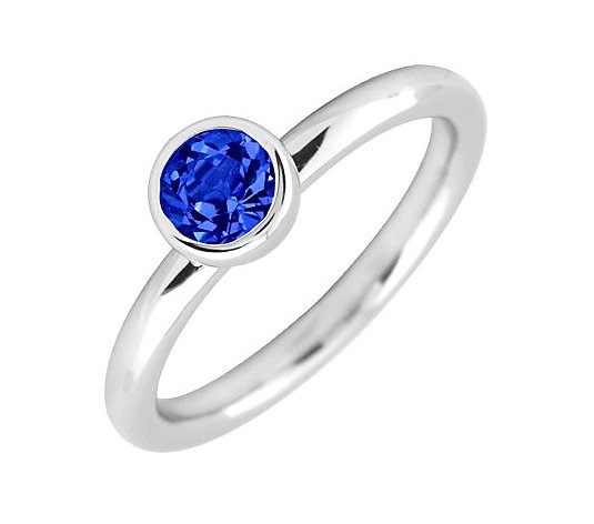 Simply Stacks Sterling 5mm Round Sapphire Solitaire Ring