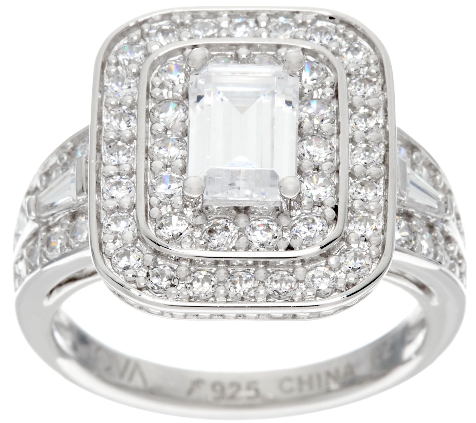 TOVA for Diamonique Emerald Cut Ring, Sterling - QVC.com