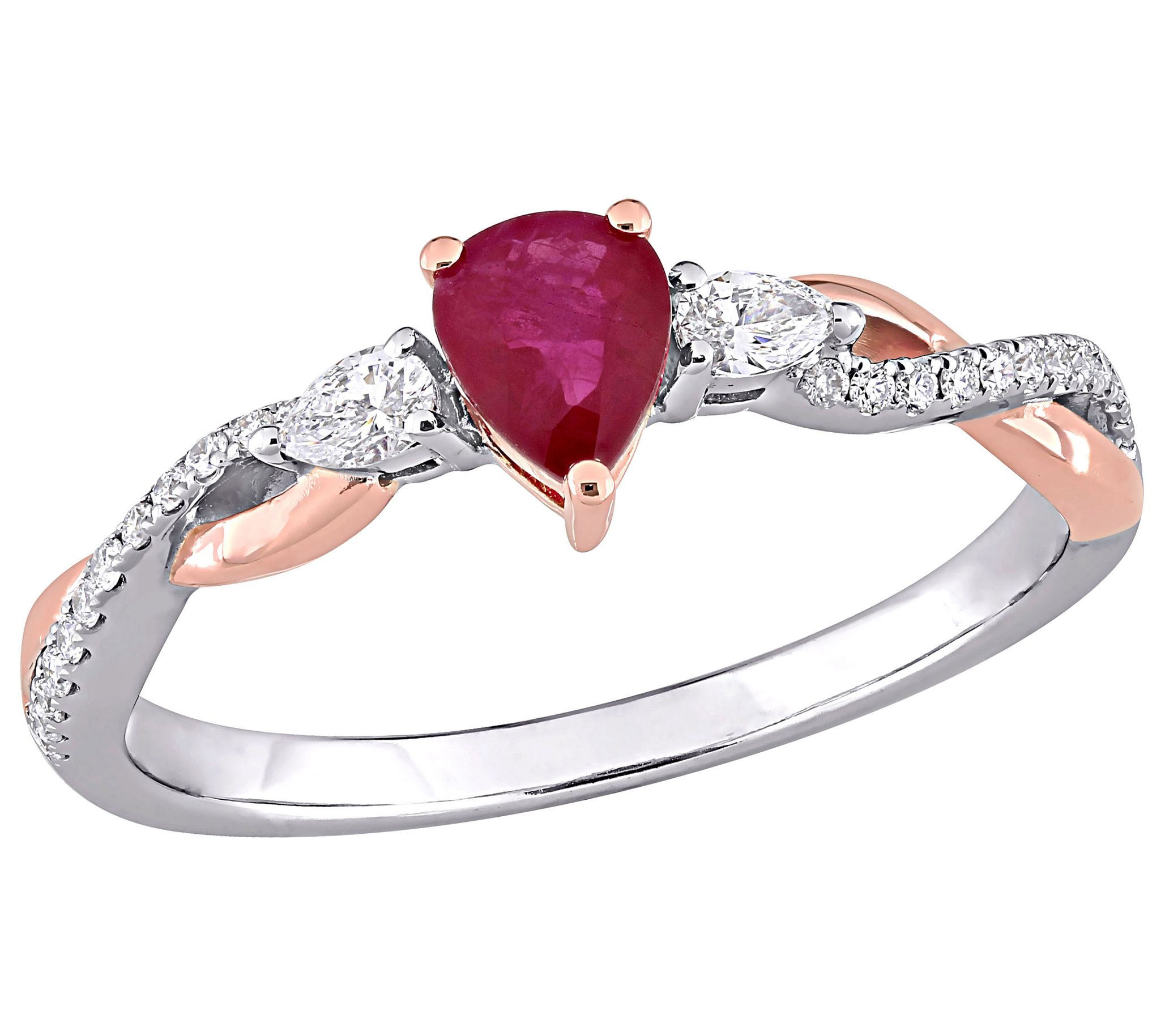 Bellini 0.45 cttw Ruby & 0.15 cttw Diamond Ring , 14K Gold