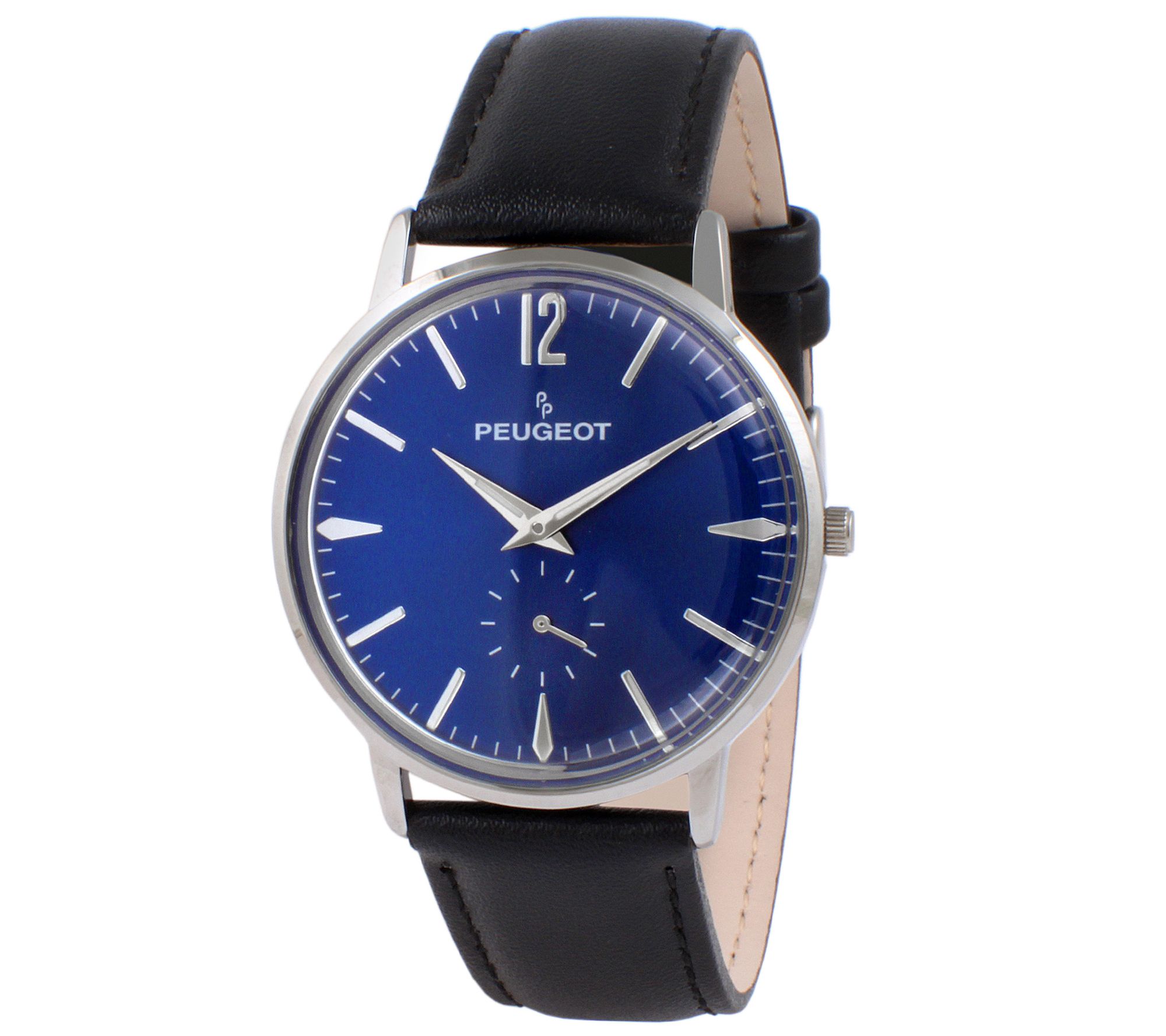 Peugeot Men's Vintage-Inspired Retro Black Strap Watch