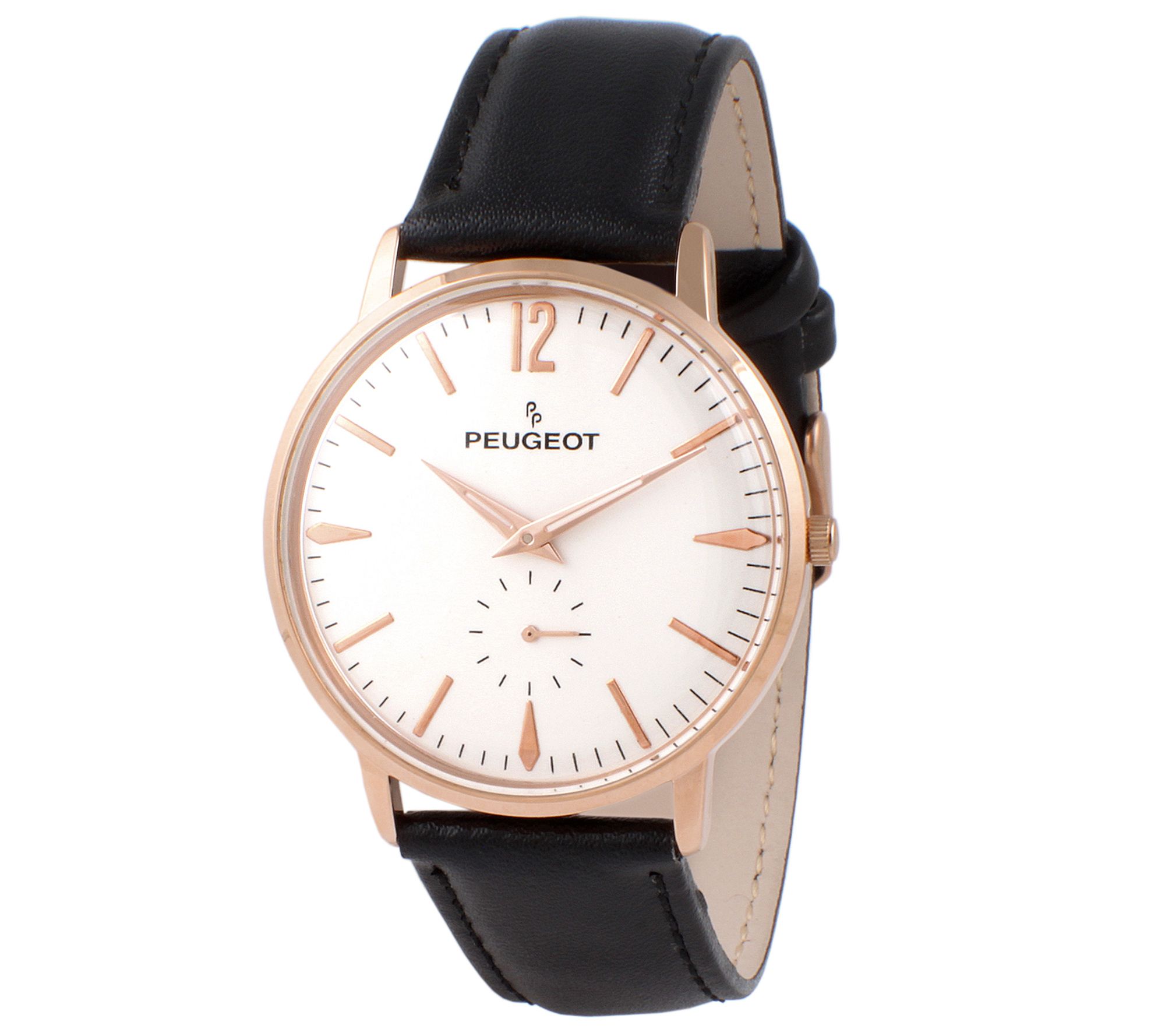 Peugeot Men's Vintage-Inspired Retro Black Strap Watch