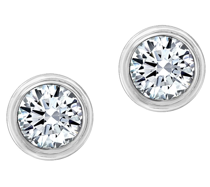 Diamonique Sterling 2.50 cttw Round Bezel Set Stud Earrings