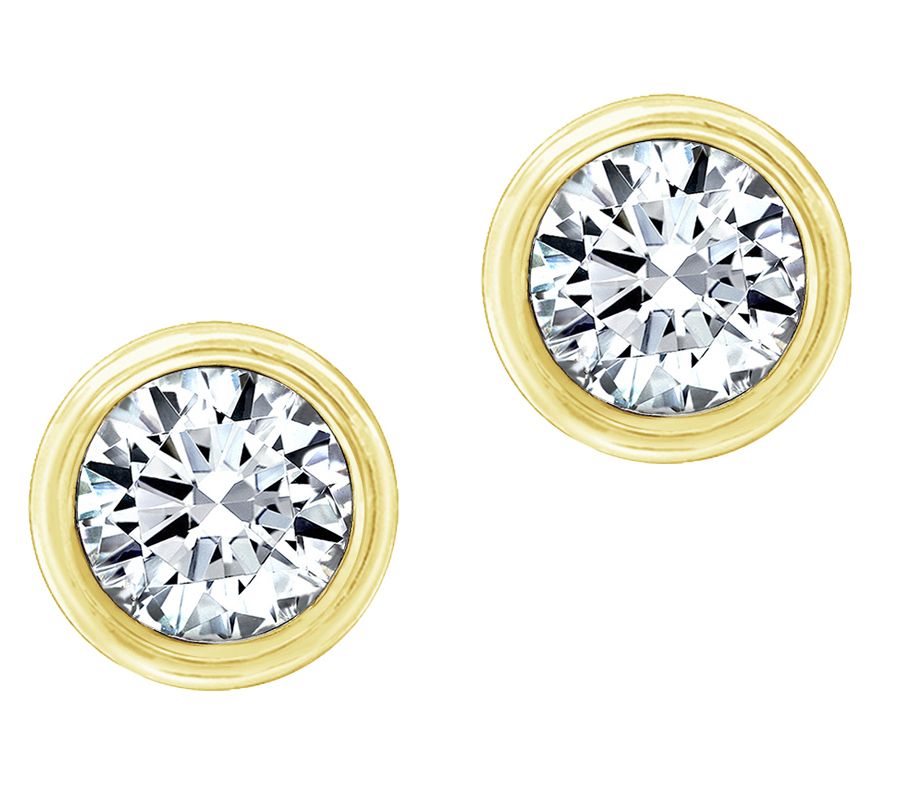 Diamonique Sterling 2.50 cttw Round Bezel Set Stud Earrings