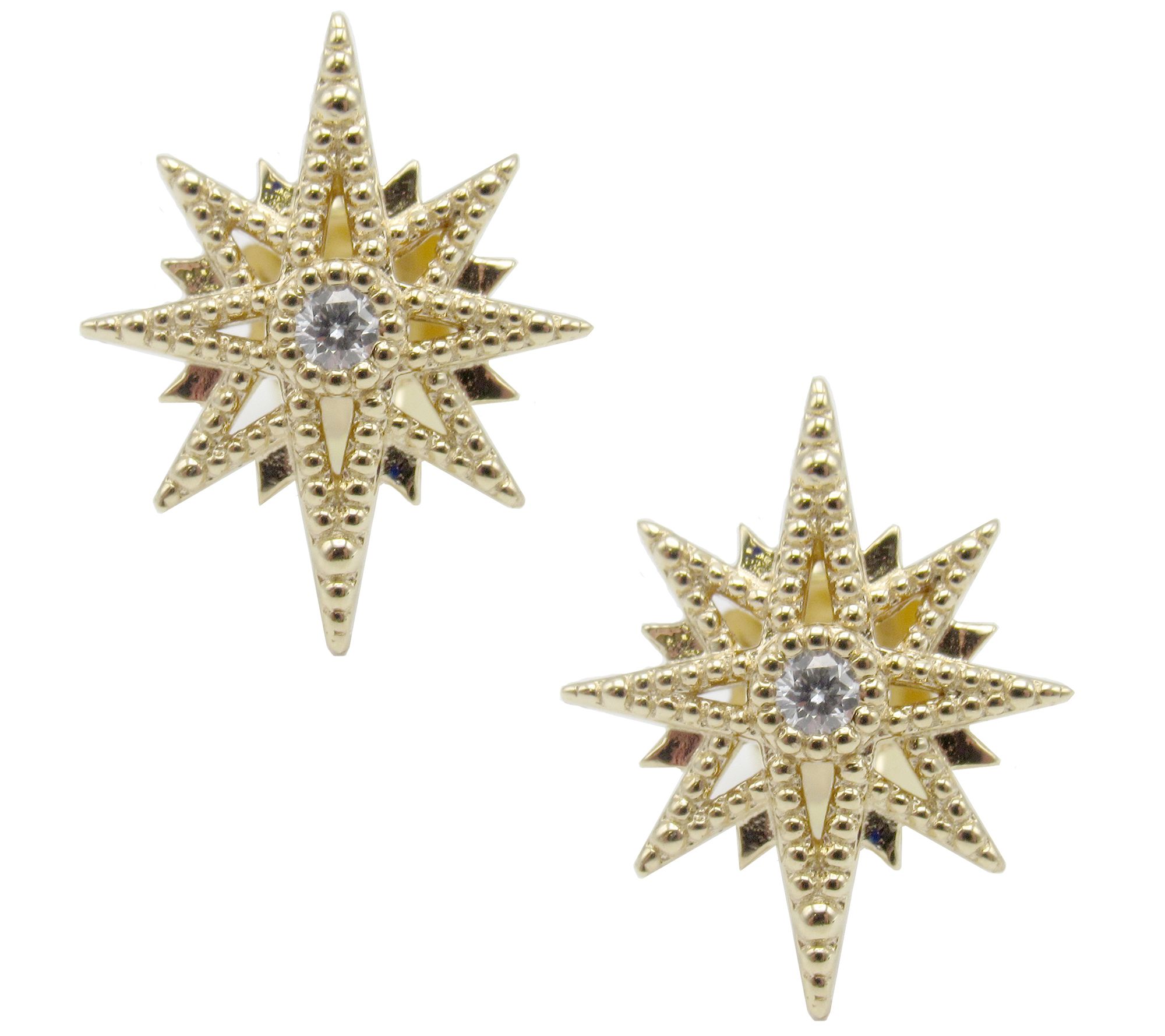 Judith Classic 14K Diamond Accent Star Earrings - QVC.com