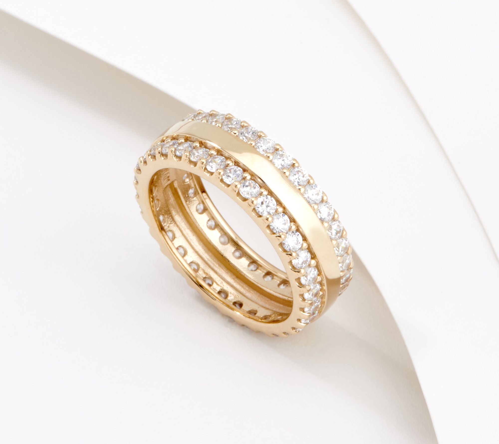 Diamonique High-Polish Stripe Band Ring Sterling Silver