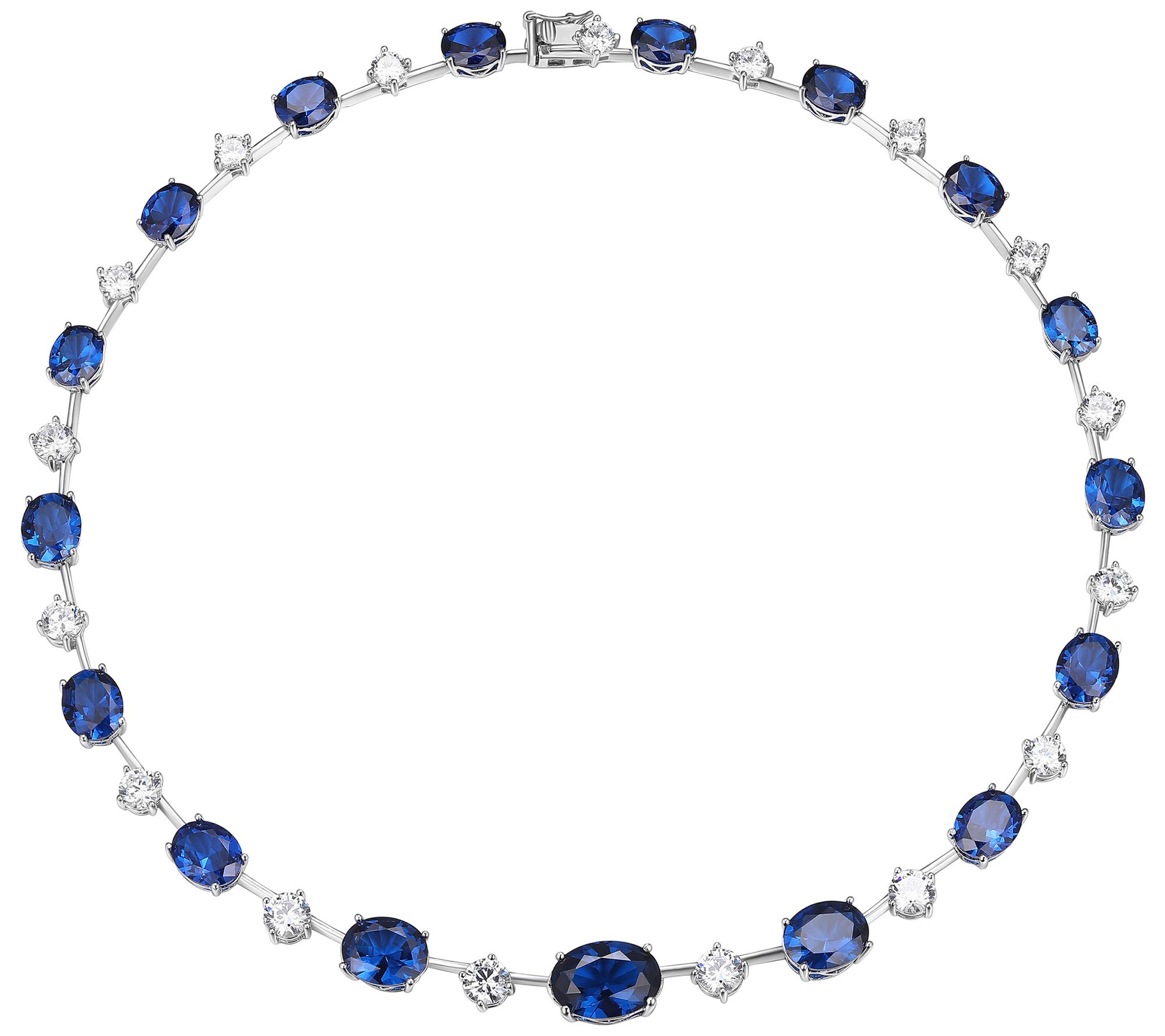 Diamonique & Simulated Blue Spinel Necklace, St erling Silver - QVC.com