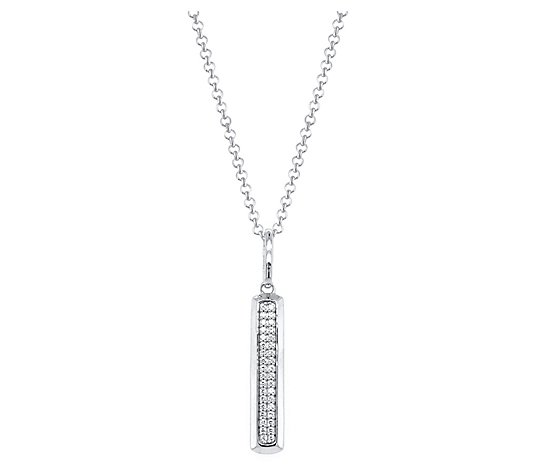 Men's Diamond Vertical Bar Pendant w/ Chain, Sterling Silver