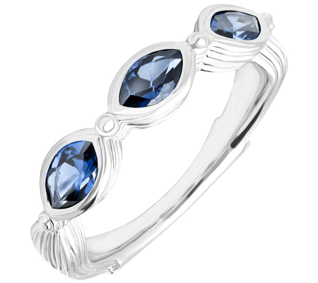 Ariva Sterling Silver Three-Stone Blue Topaz Ring