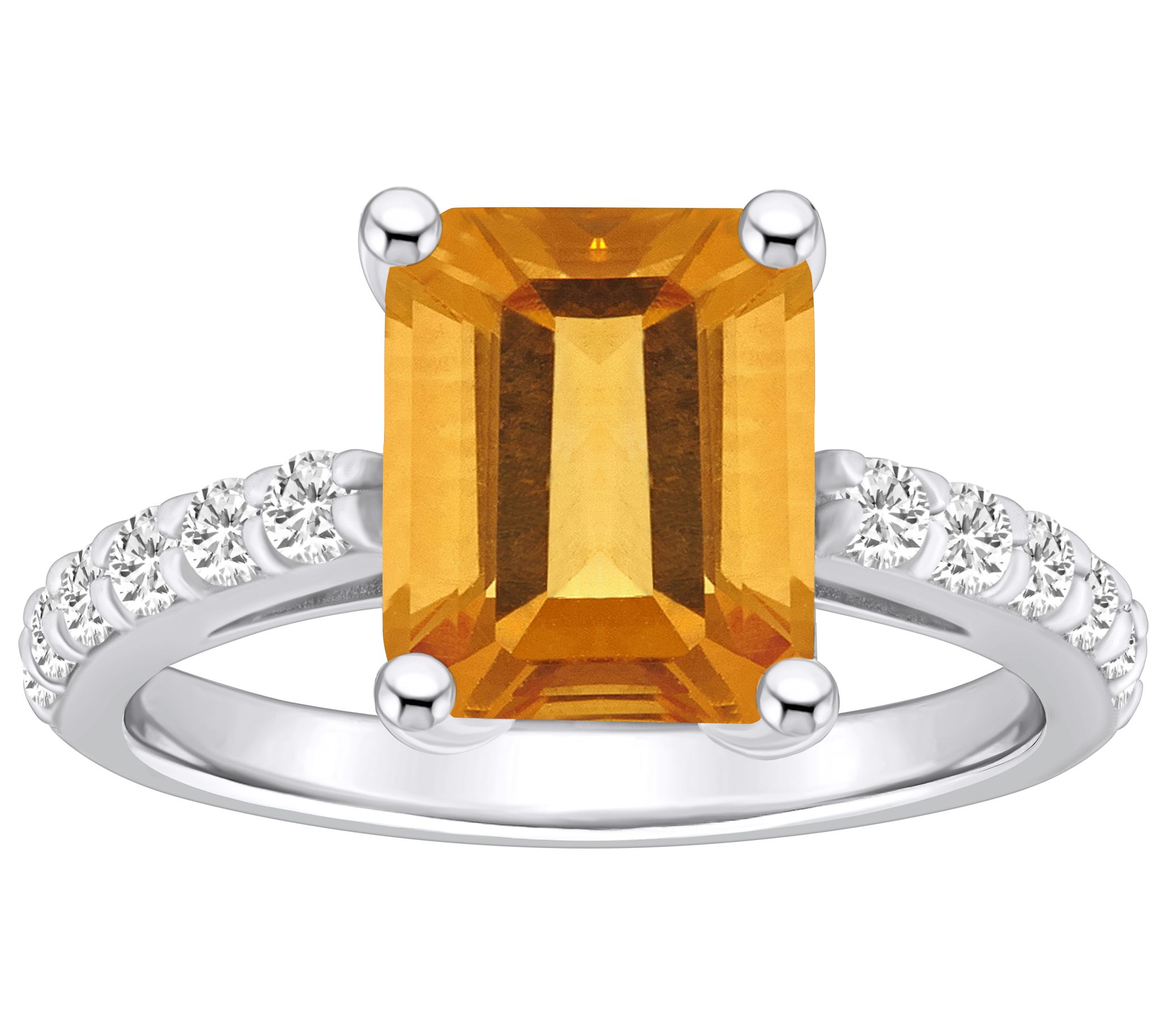 Affinity Gems Emerald-Cut Gemstone & Diamond Ring, 14K Gold