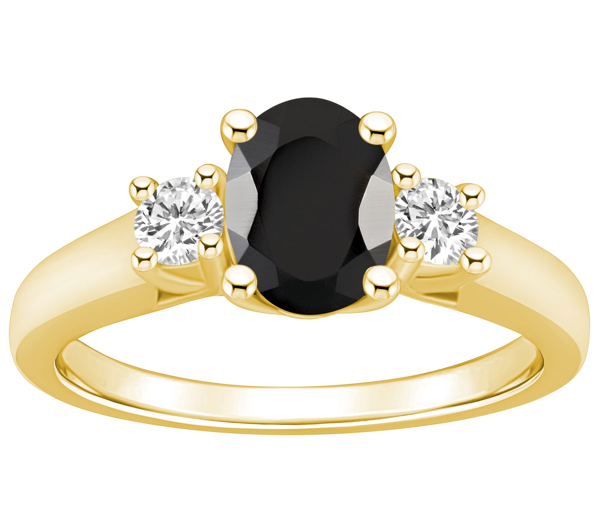 Affinity Gems Black Agate & Diamond Ring, 14K Gold