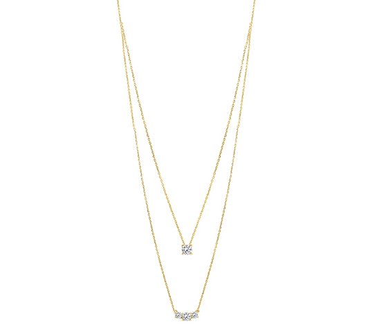 0.60 cttw Diamond Layered Necklace, Sterling Si lver