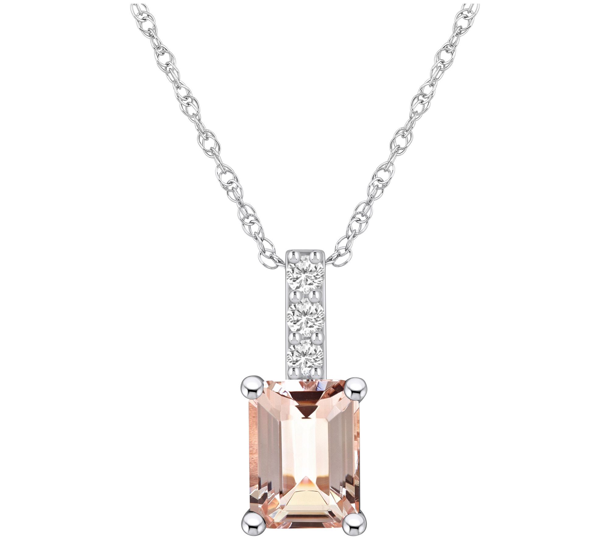 Affinity Gems Morganite & Diamond Pendant w/ Chain, 14K