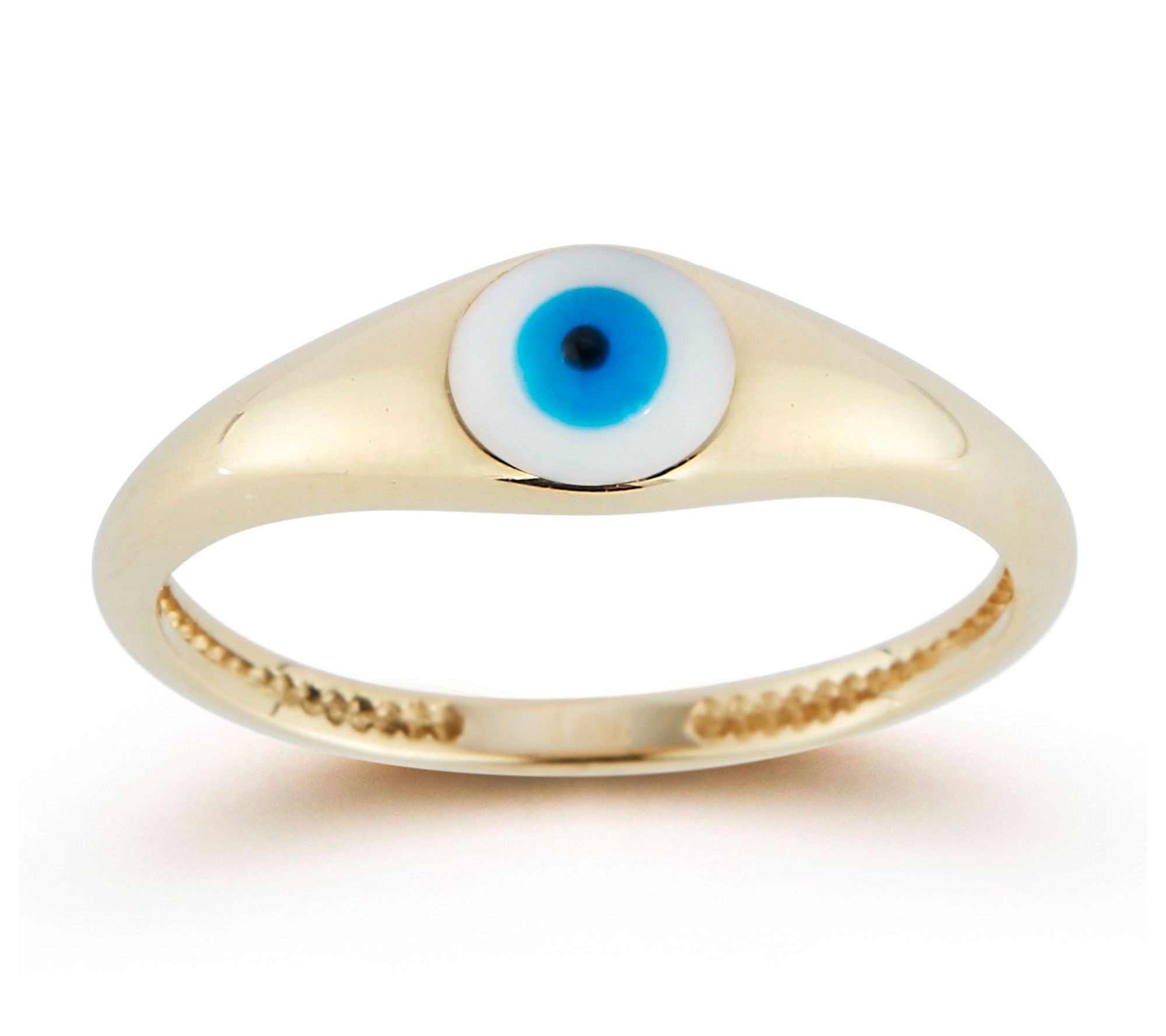 Luminosa Gold Enamel Evil Eye Signet Ring, 14K