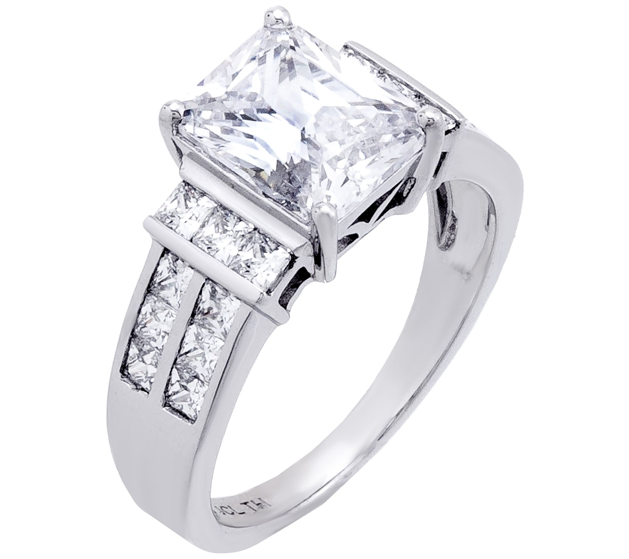 Diamonique 4.35 cttw Engagement Ring, Sterling ilver - QVC.com