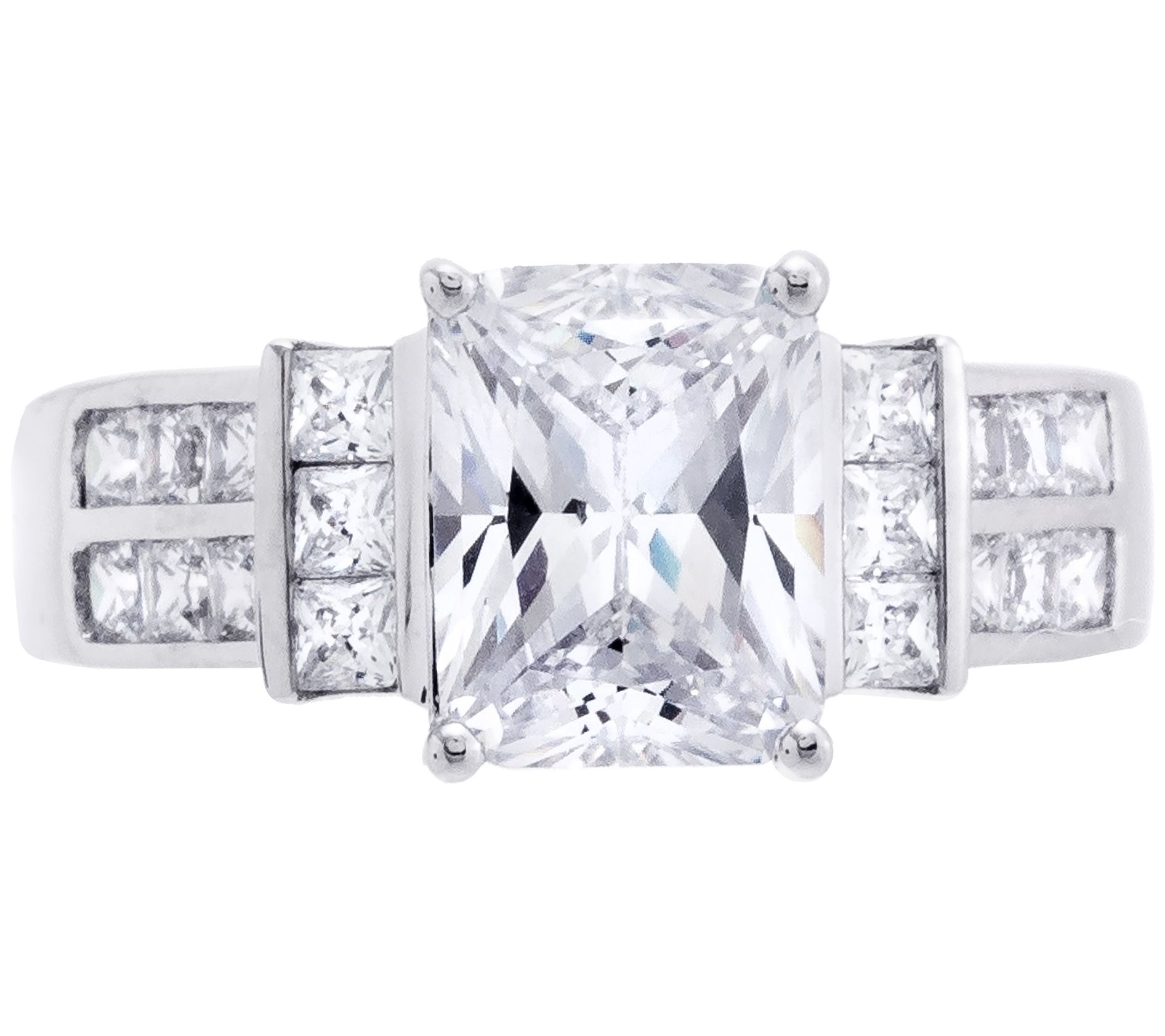 Diamonique 4.35 cttw Engagement Ring, Sterling Silver - QVC.com