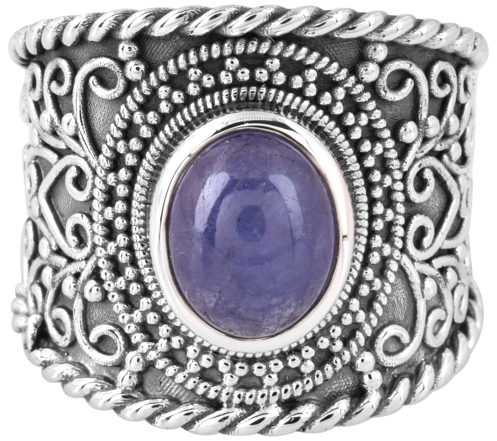 Artisan Crafted Sterling Silver Tanzanite Caboc hon Ring - QVC.com