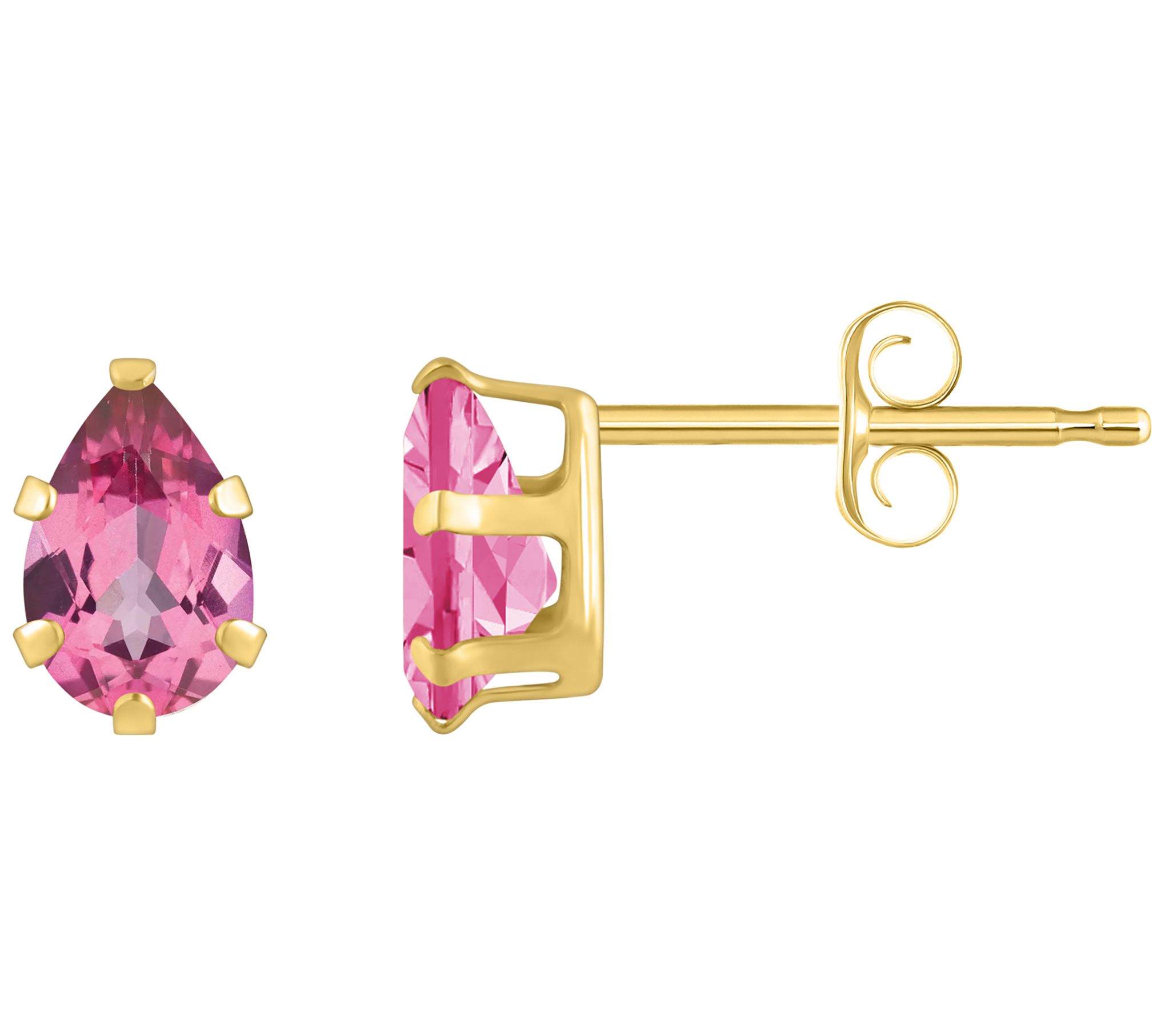 Affinity Gems Pear Cut Gemstone Stud Earrings, 10K Gold