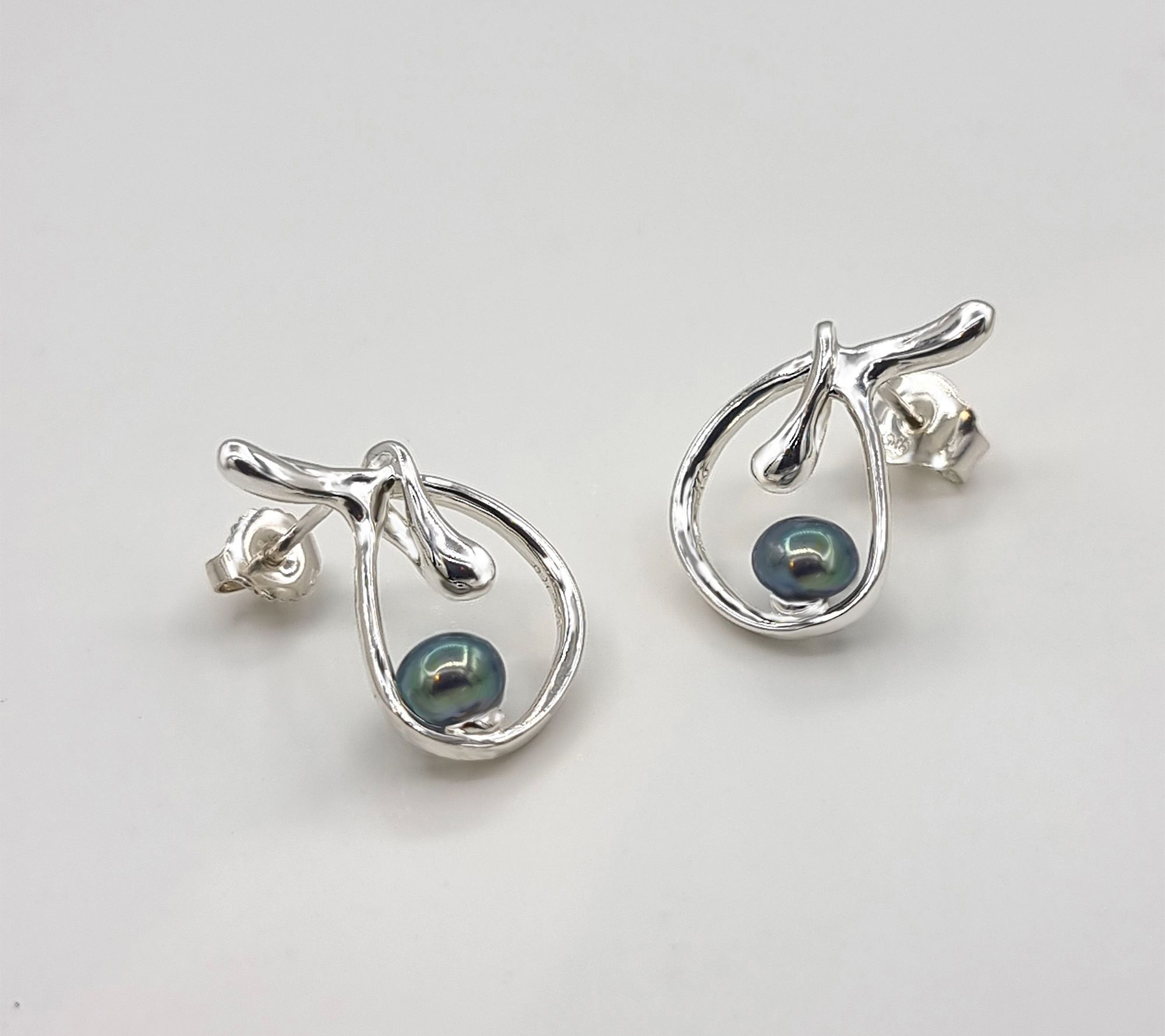 Hagit Sterling Silver Cultured Pearl Knot Earrings
