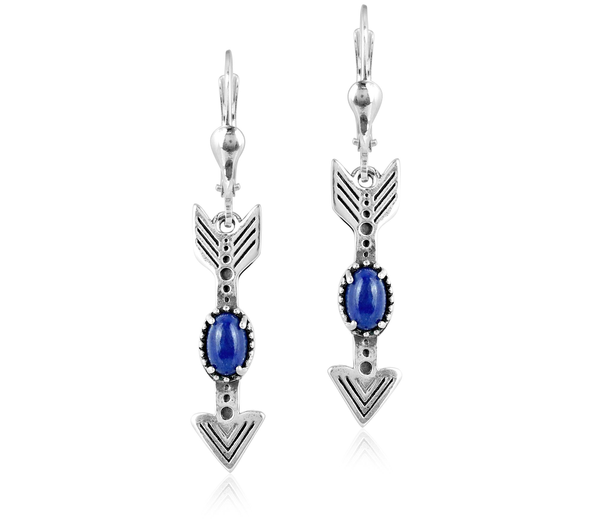 American West Gemstone Arrow Leverback Earrings, Sterling