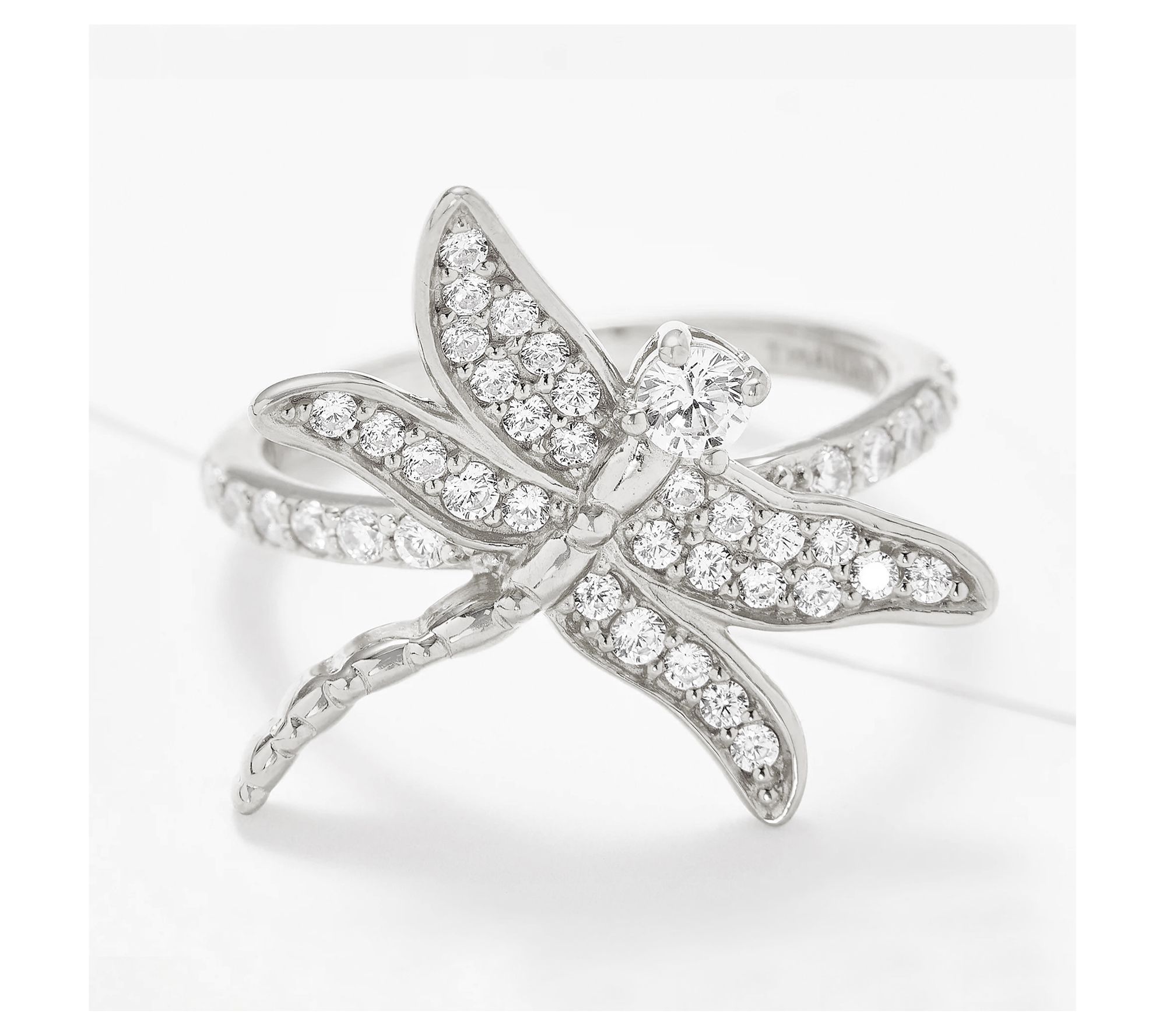 Diamonique 1.00 cttw Pave Dragonfly Ring,Sterling Silver