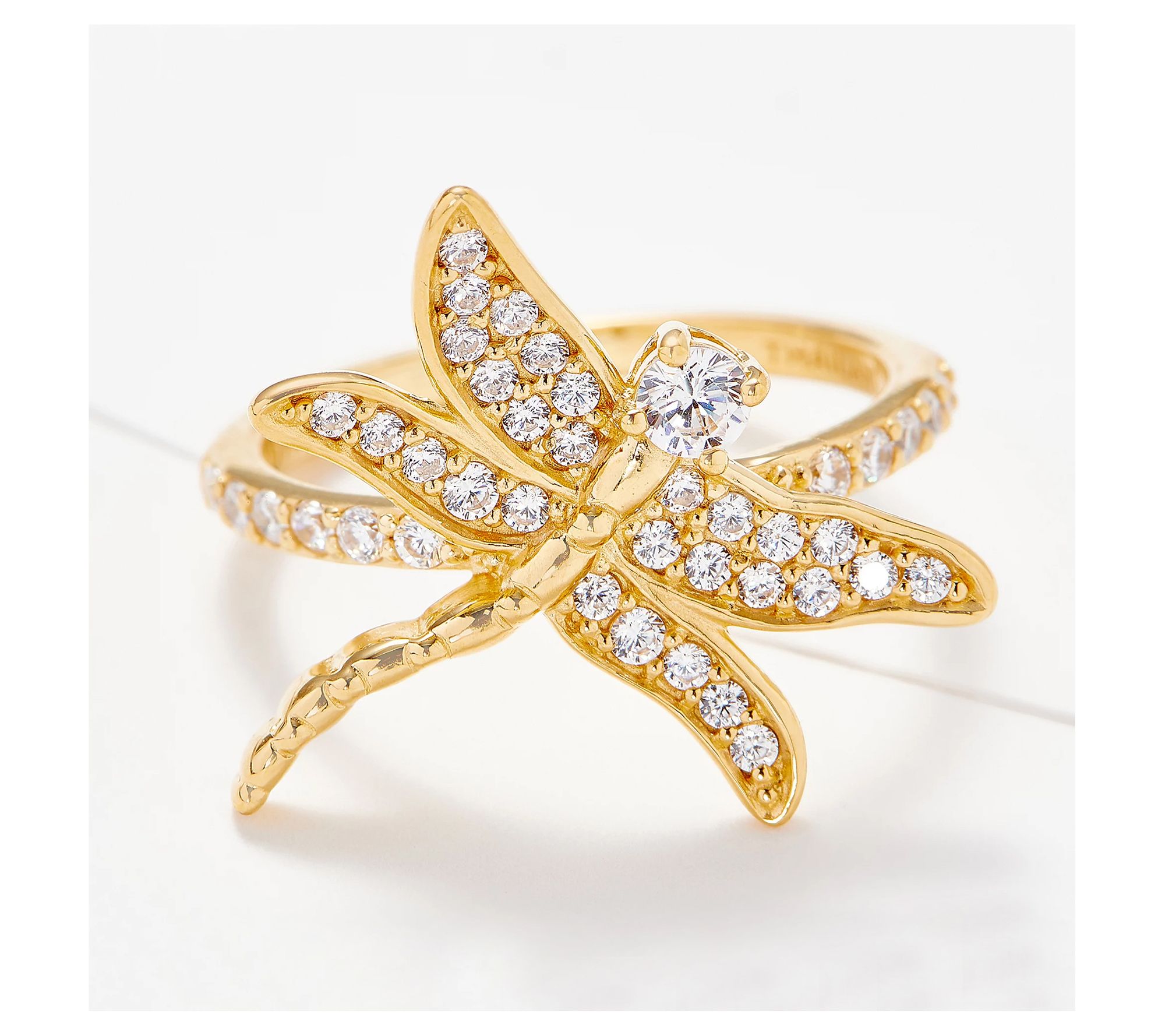 Diamonique 1.00 cttw Pave Dragonfly Ring,Sterling Silver
