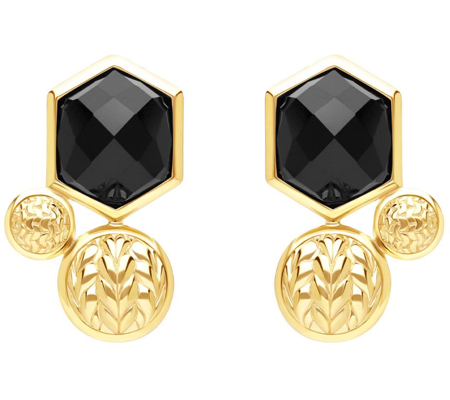 Tiffany Kay Studio 14K Gold Clad Onyx Hexagon Earrings