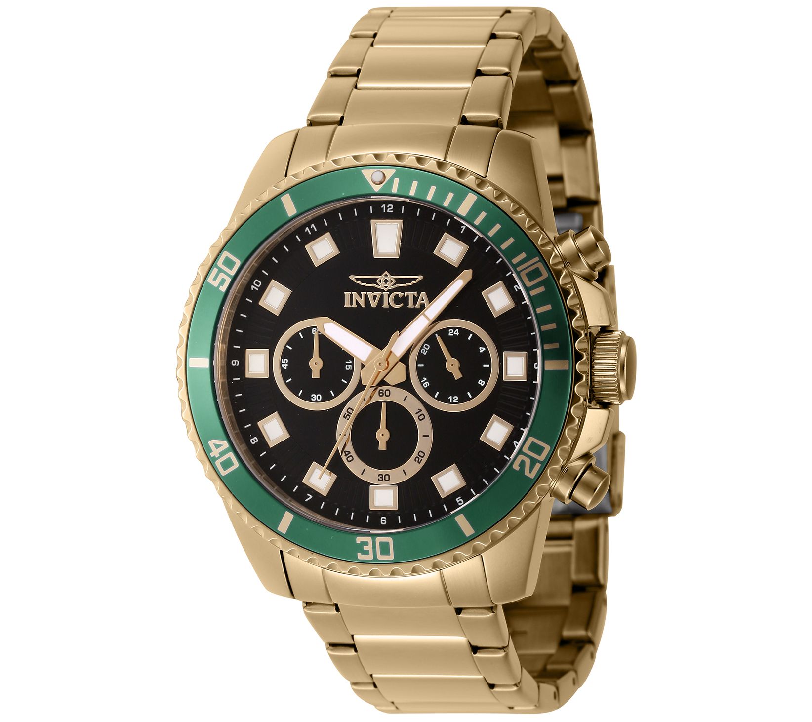 Invicta Men's P ro Diver Goldto ne Black Dial W atch - QVC.com