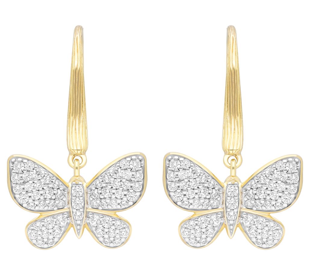 Ariva Silver 18K Clad Diamonique Butterfly Earrings
