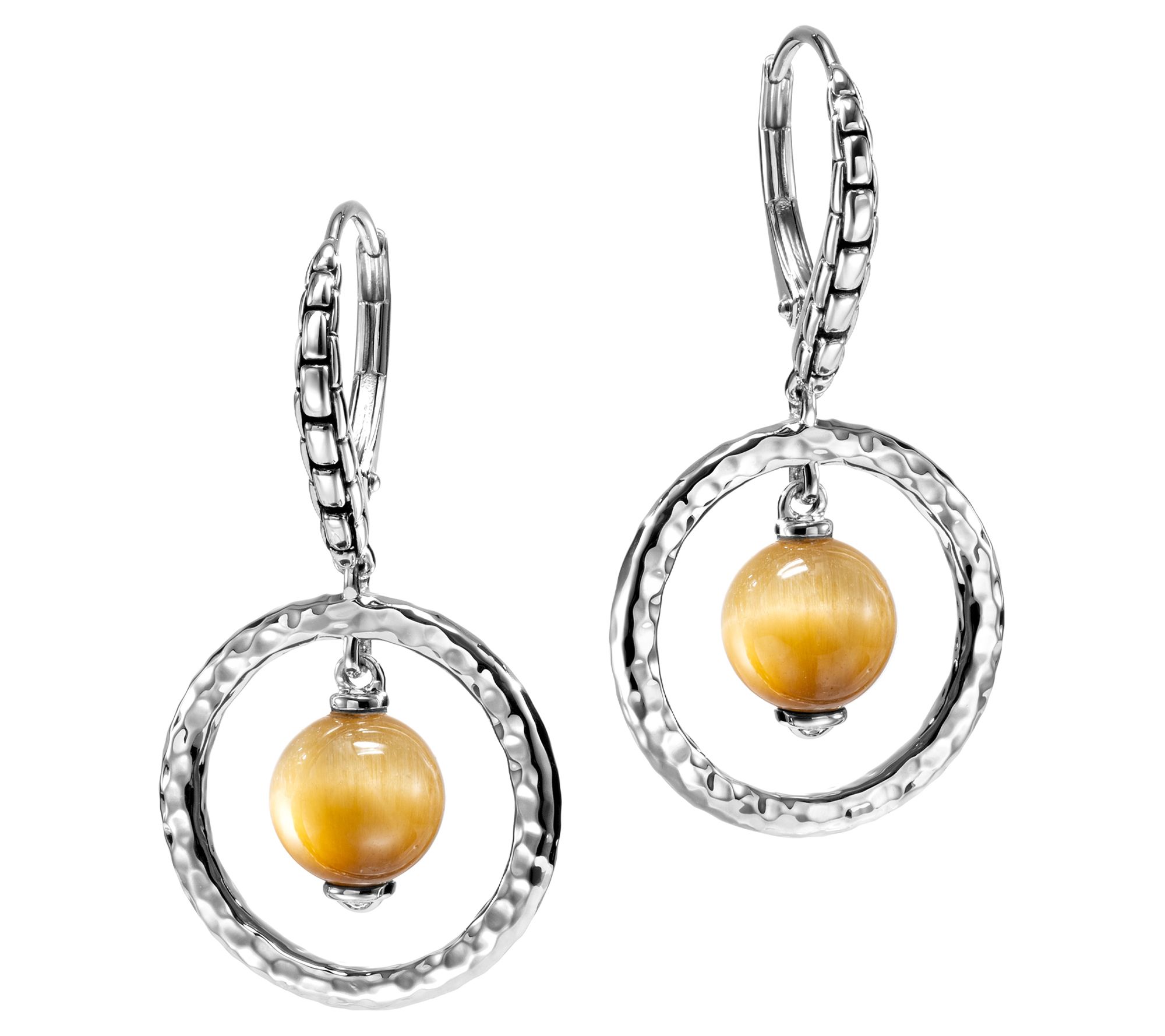 JAI Sterling Silver Gemstone Bead Front FacingHoop Earrings