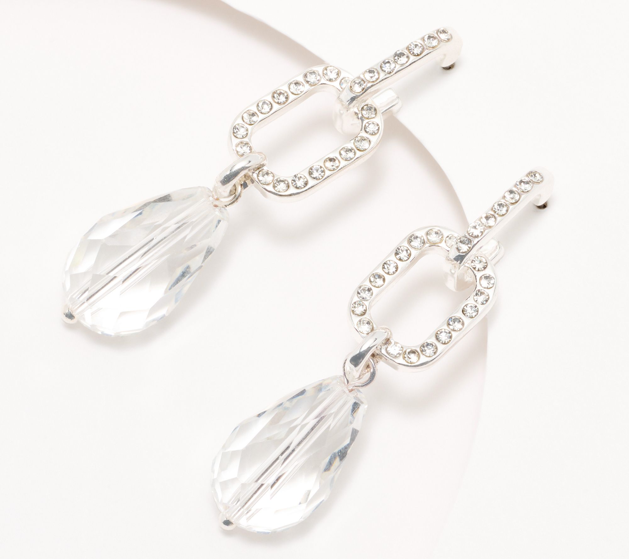 Joan Rivers Elegant Paperclip Link Earring with Crystal Drop