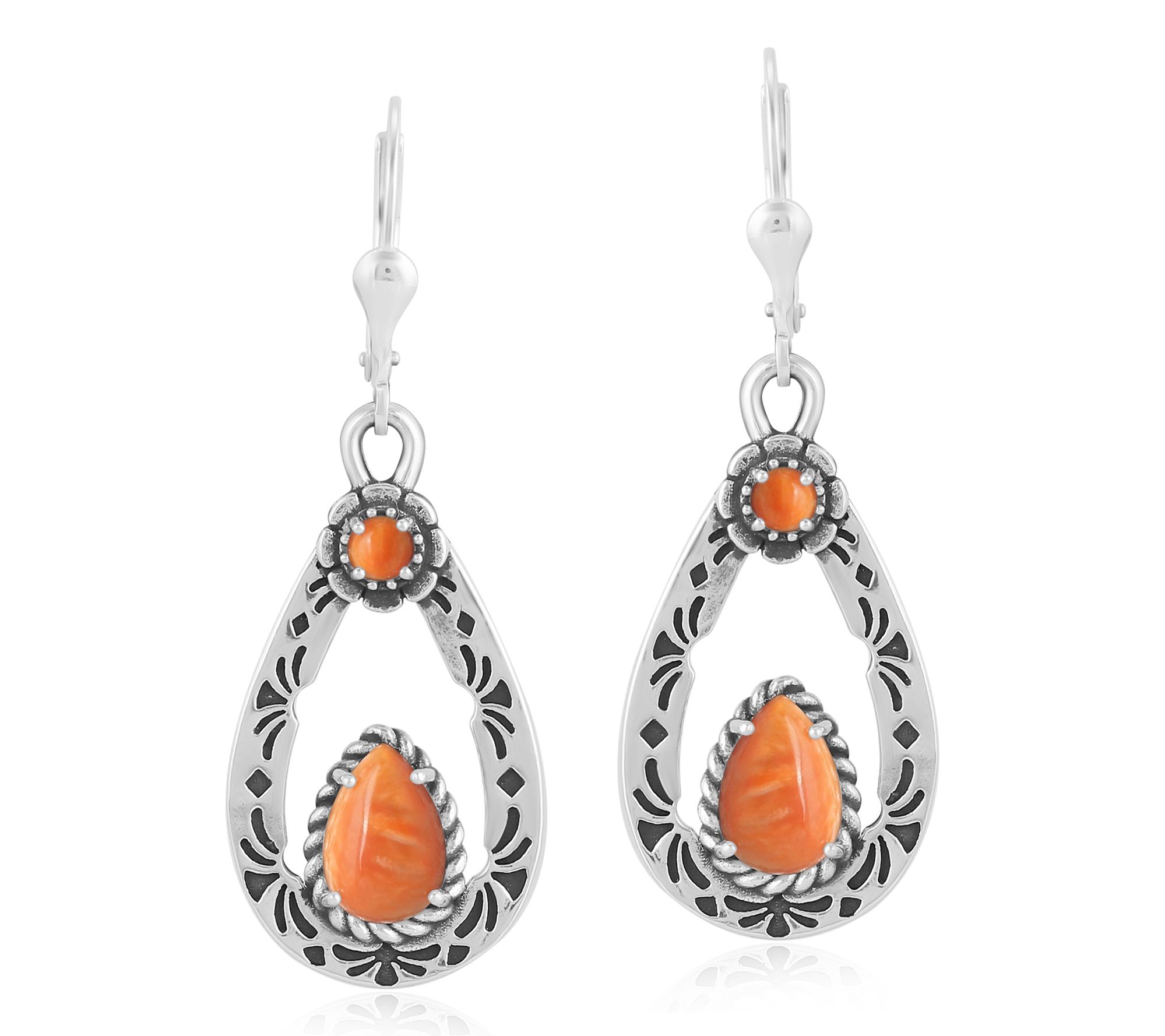 American West Sterling Pear Gemstone Dangle Earrings