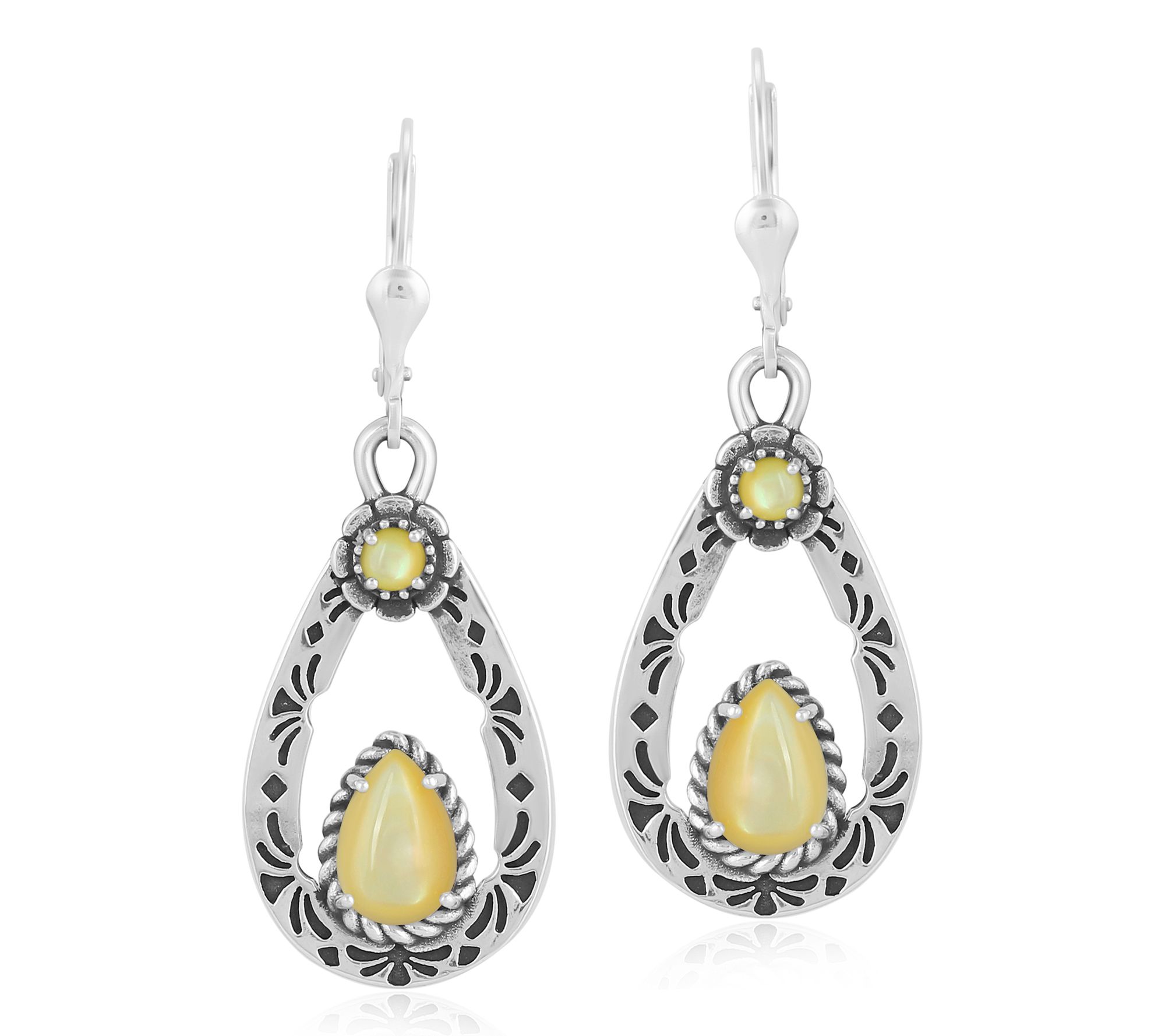 American West Sterling Pear Gemstone Dangle Earrings