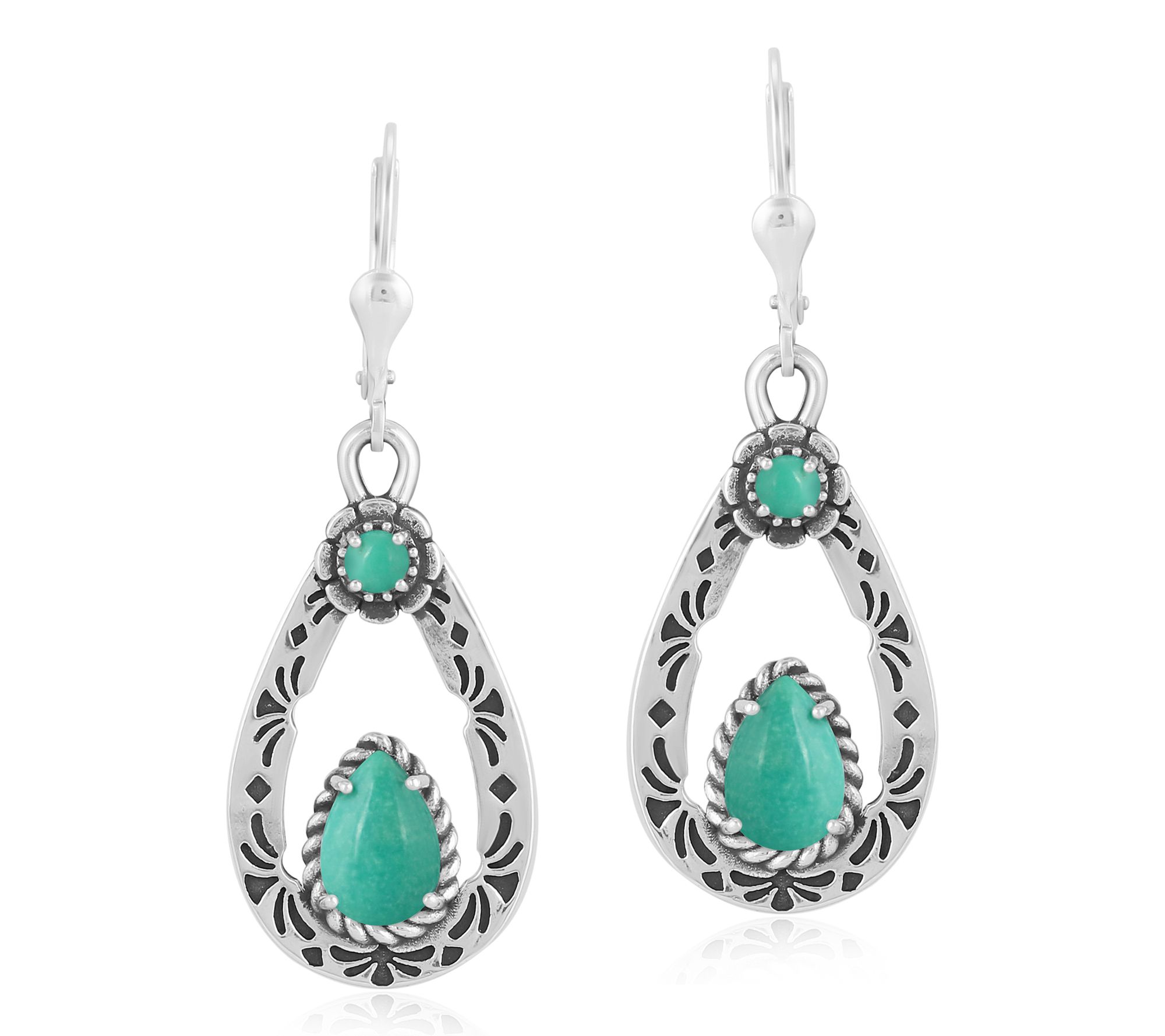 American West Sterling Pear Gemstone Dangle Earrings